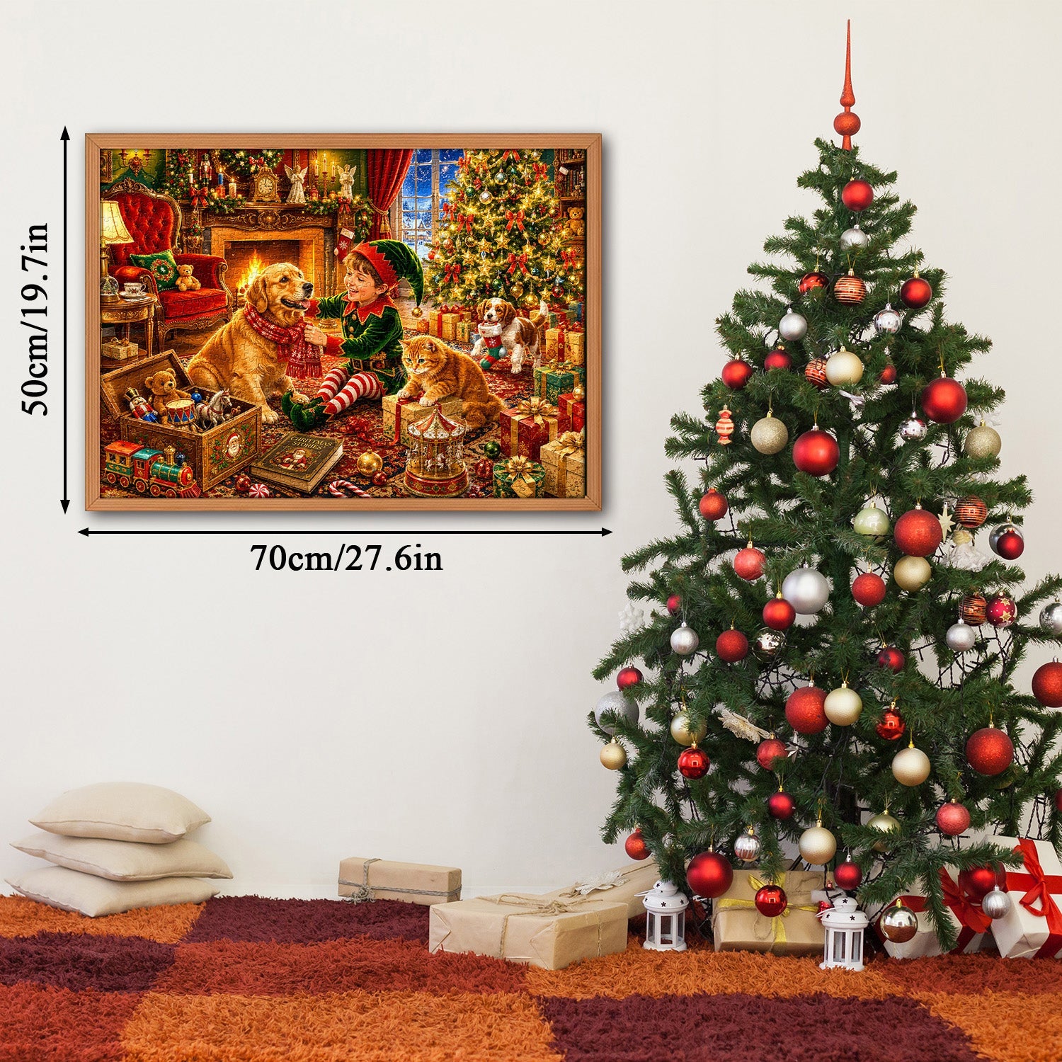 Cute Pets ＆ Christmas Eve Jigsaw Puzzle 1000 Pieces