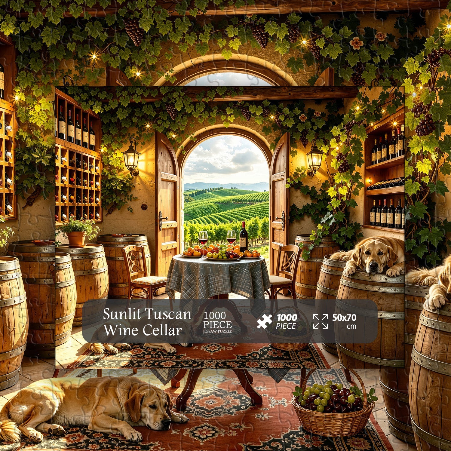 Sunlit Tuscan Wine Cellar Jigsaw Puzzle 1000 Pieces