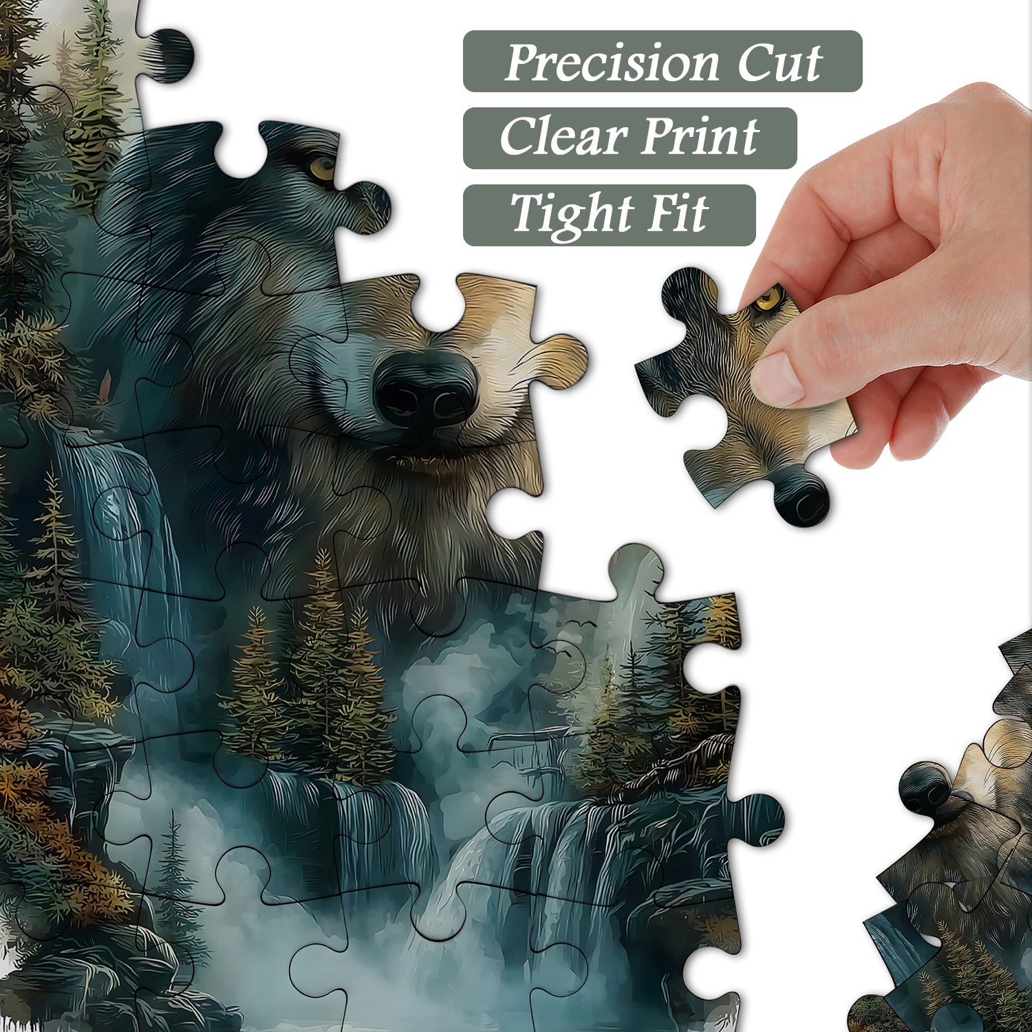 Wolf at the Waterfall Jigsaw Puzzle 1000 Pieces