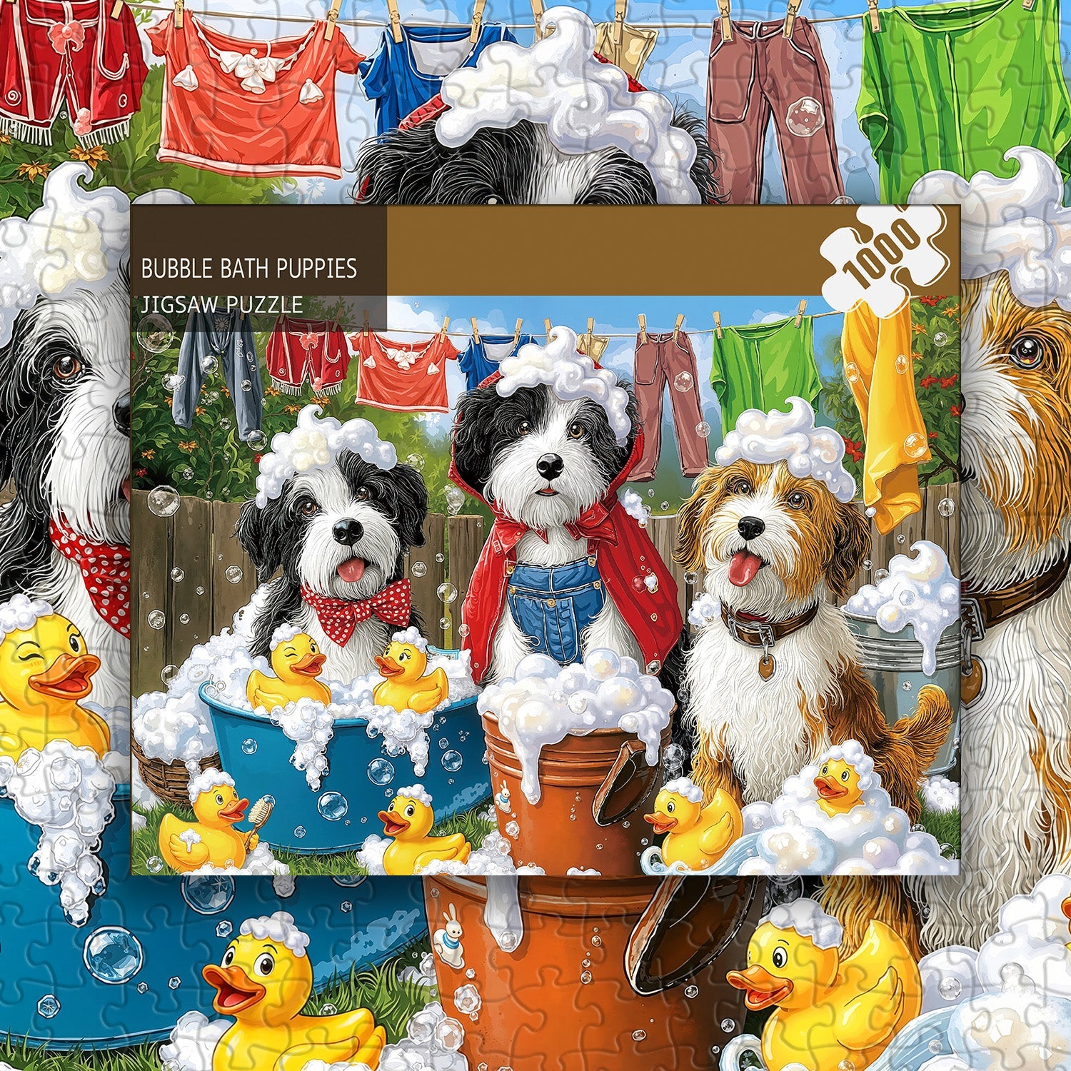 Puzzle de 1000 pièces Chiots au bain moussant