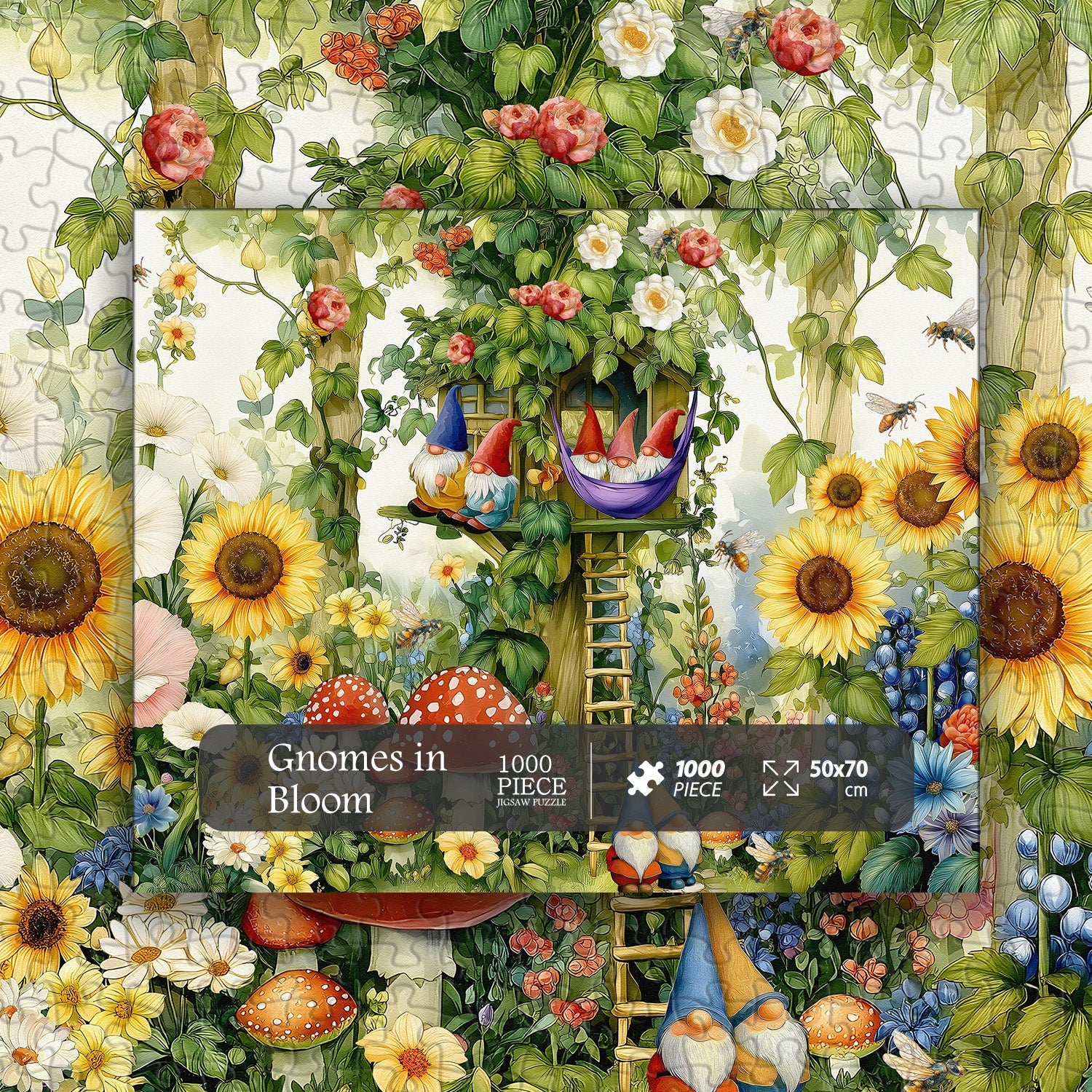 Gnomes In Bloom Jigsaw Puzzle 1000 Pieces