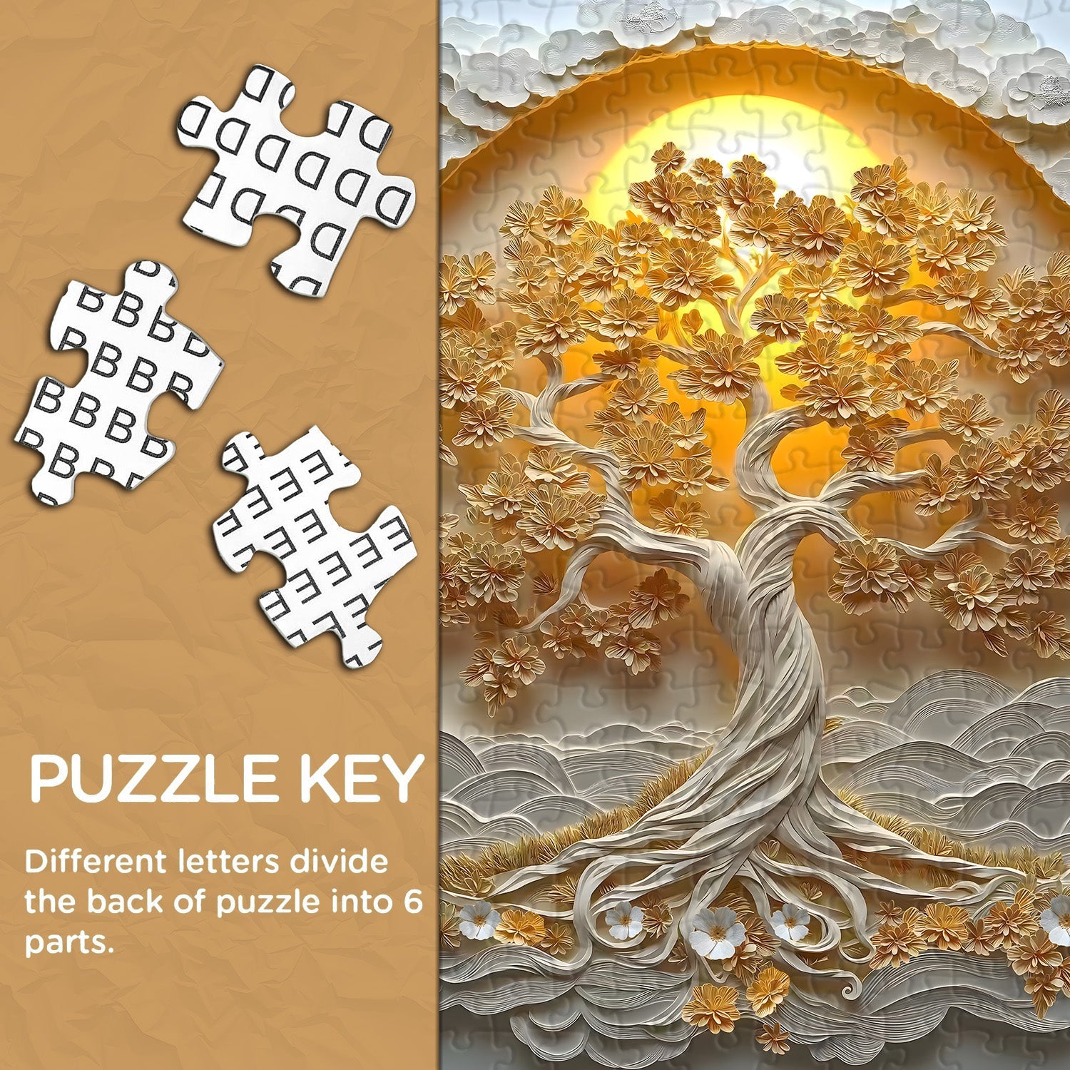 Golden Paper Tree Jigsaw Puzzle 1000 Pieces