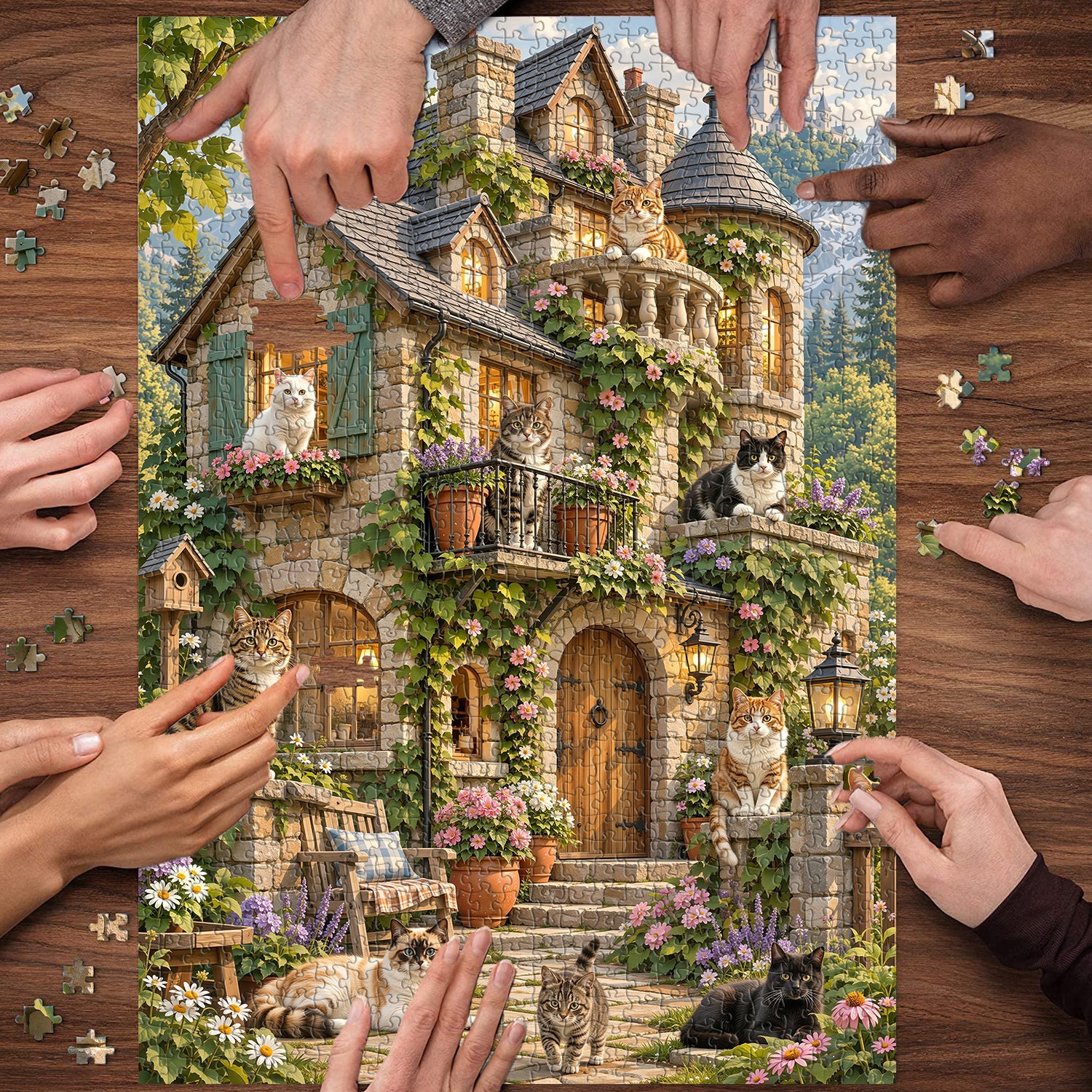 Cats In Bloom Jigsaw Puzzle 1000 Piece