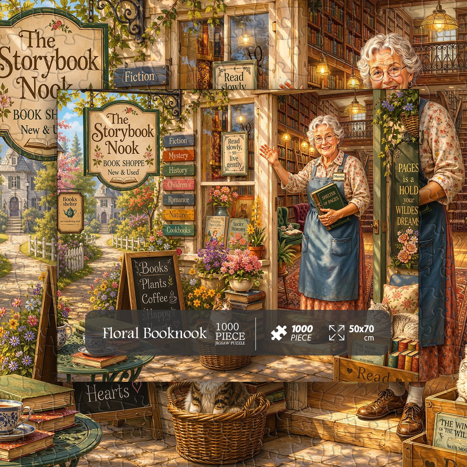 Floral Booknook Jigsaw Puzzle 1000 Piece