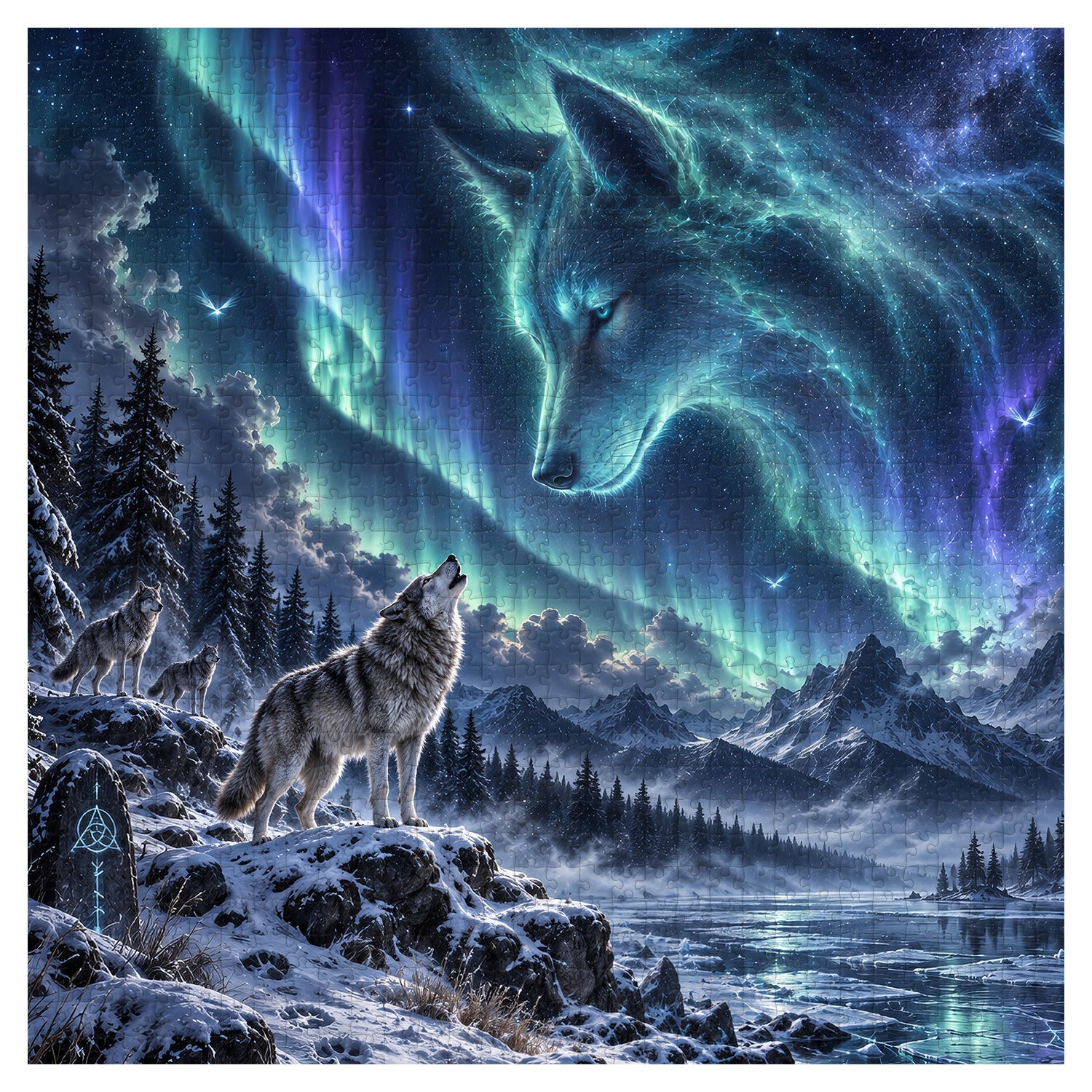 Aurora Spirit Wolf Jigsaw Puzzle 1000 Piece