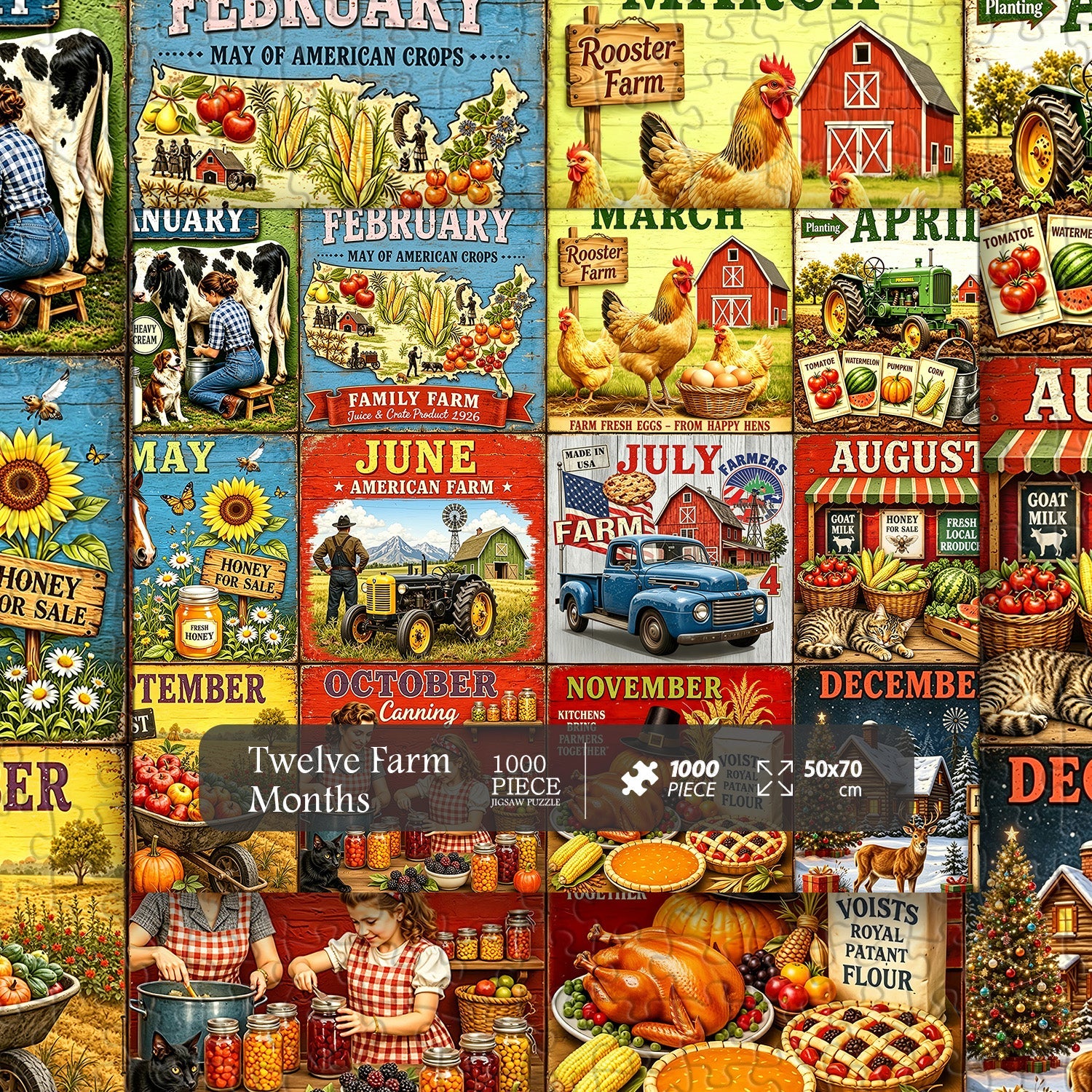 Twelve Farm Months Jigsaw Puzzle 1000 Piece