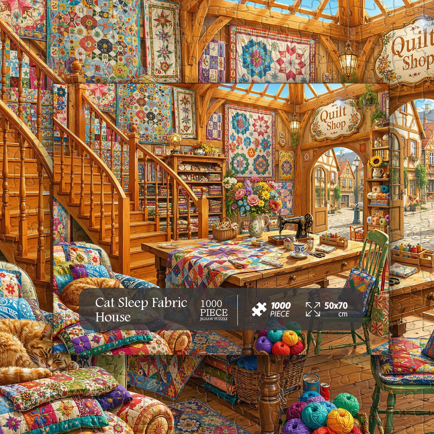Cat Sleep Fabric House Jigsaw Puzzle 1000 Pieces