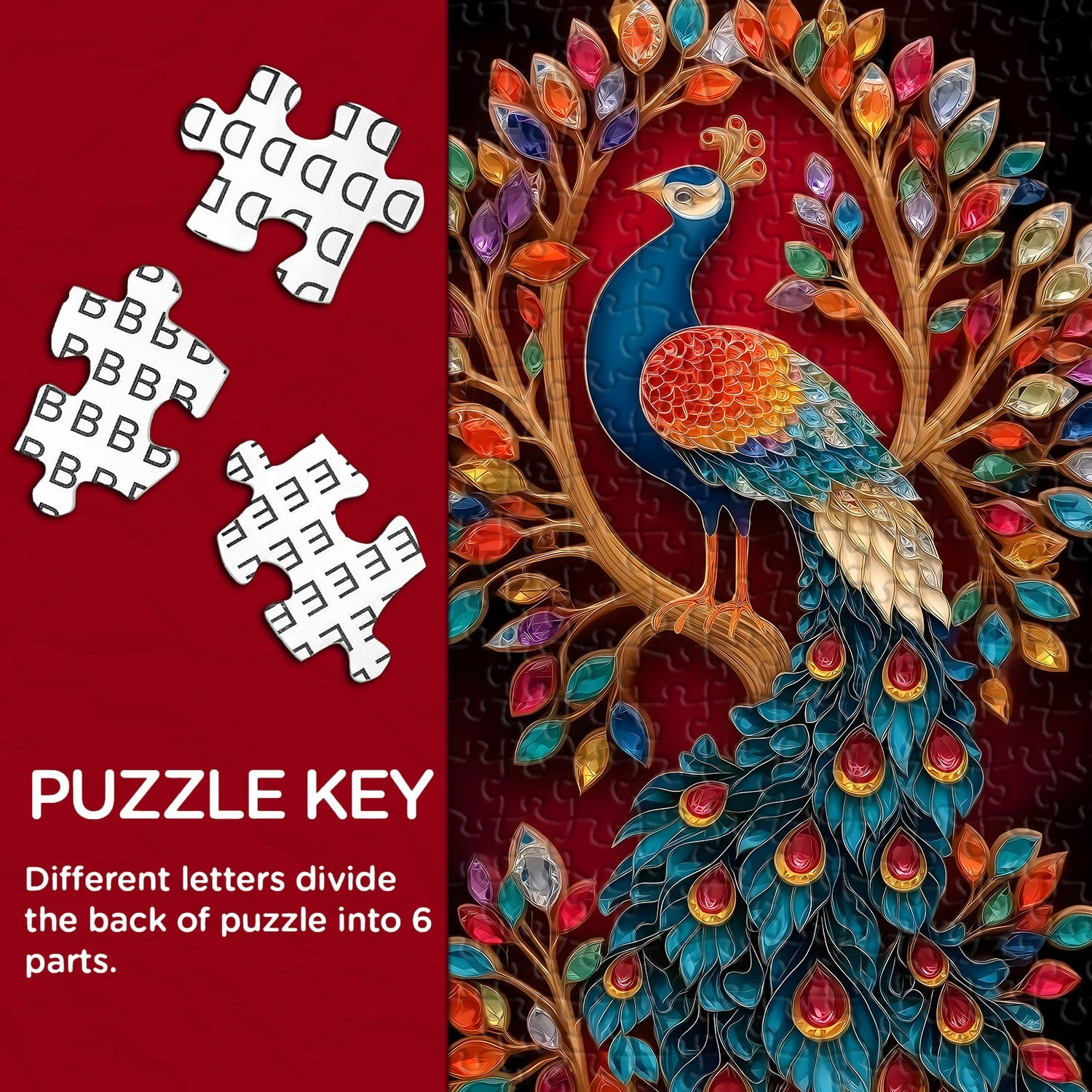Jeweled Peacock Jigsaw Puzzle 1000 Pieces
