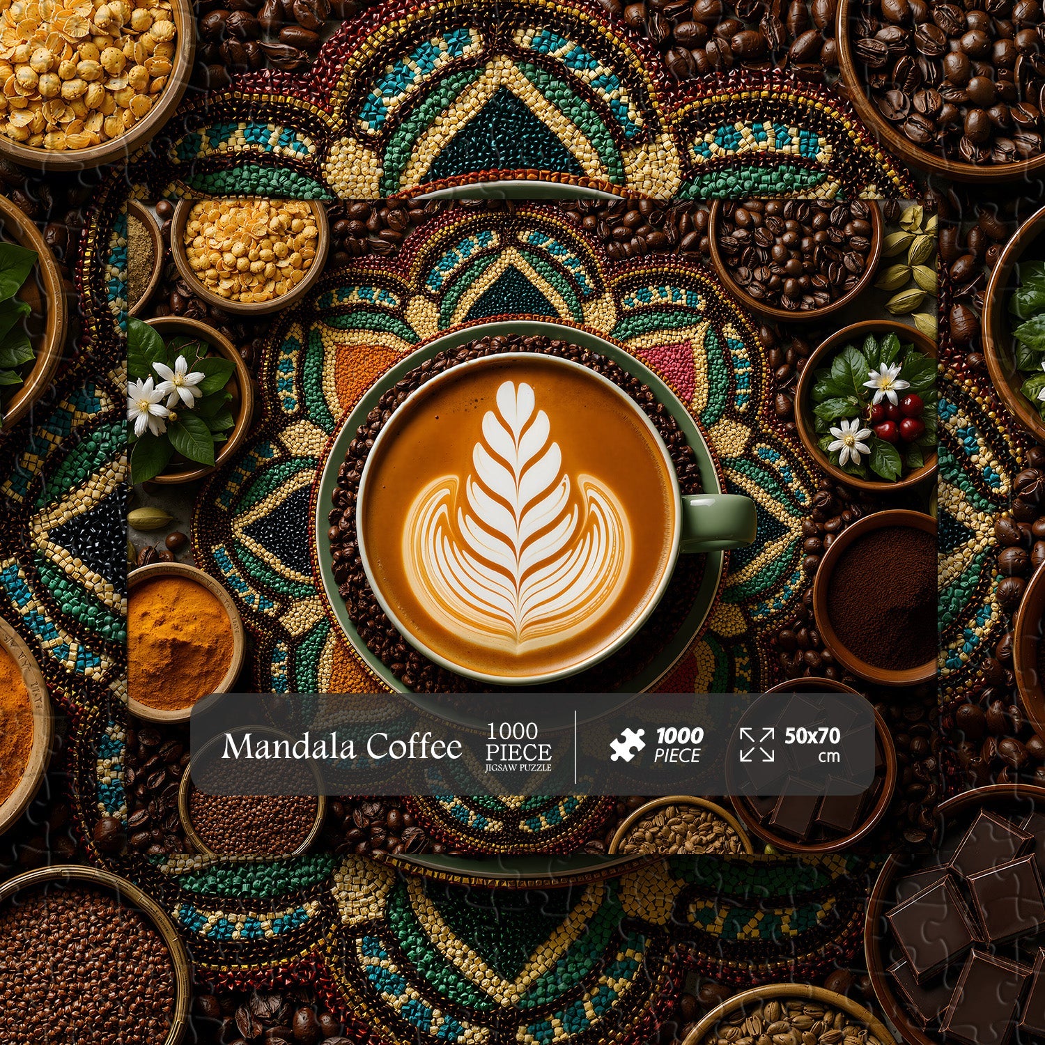 Mandala Coffee Jigsaw Puzzle 1000 Pieces
