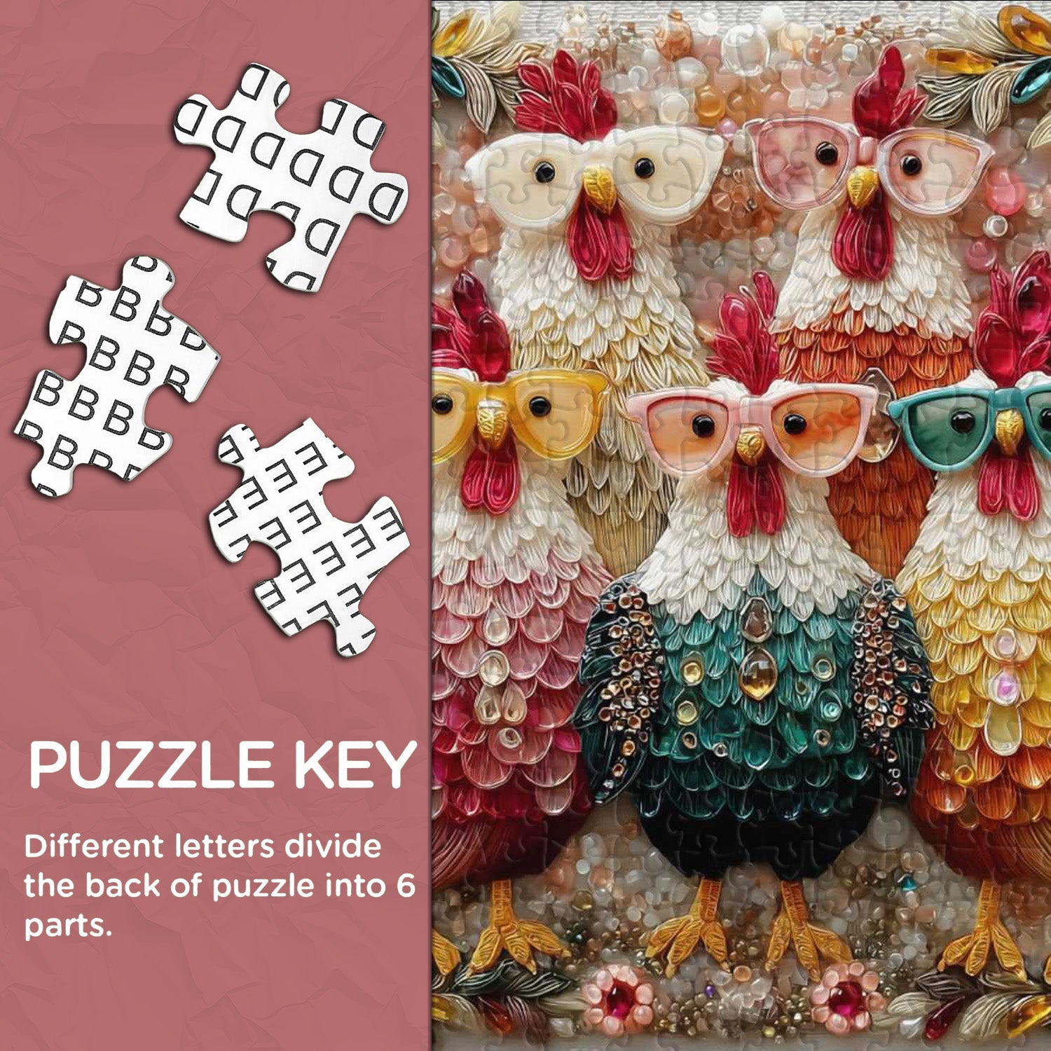 Fancy Roosters Jigsaw Puzzle 1000 Piece
