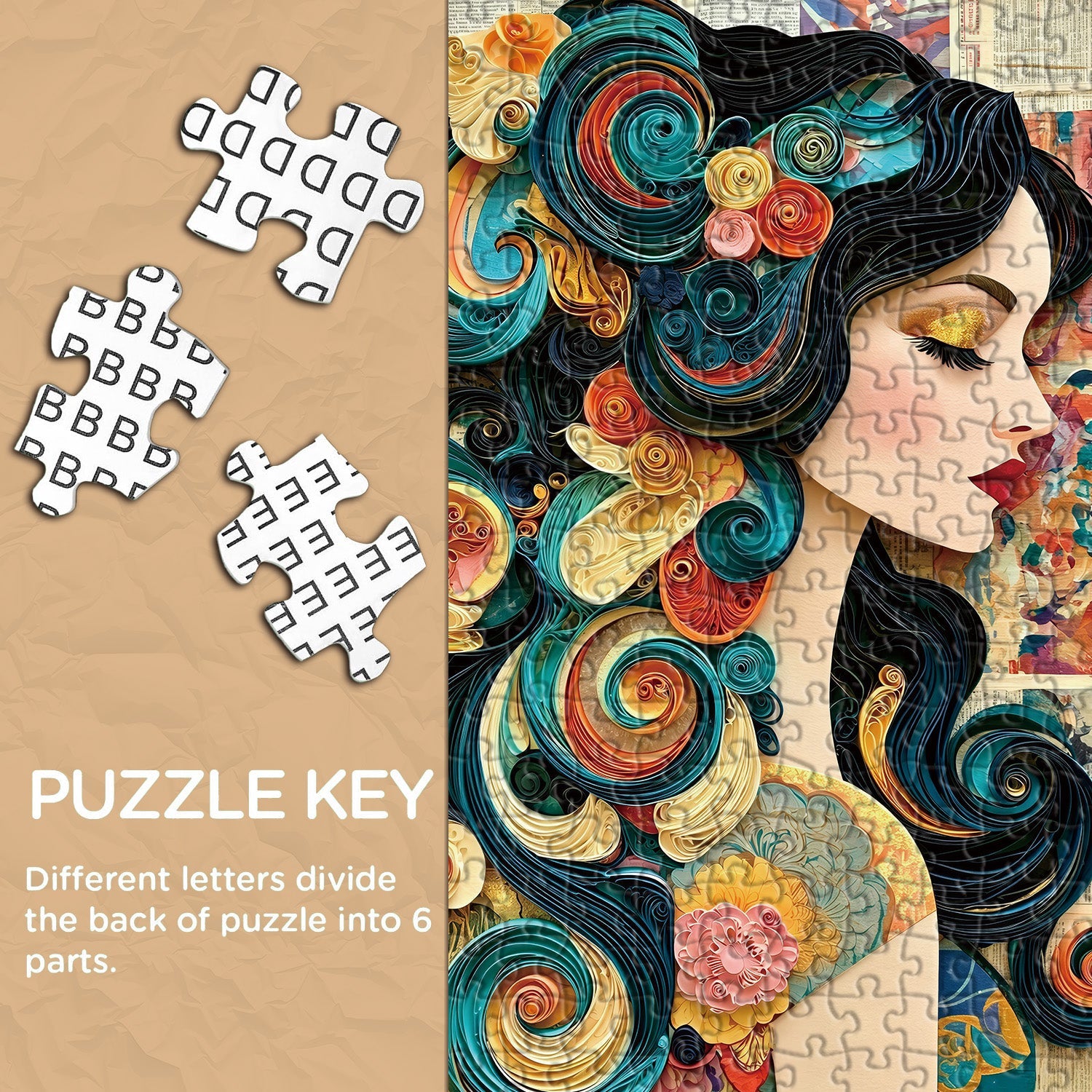 Paper Swirl Lady Jigsaw Puzzle 1000 Piece