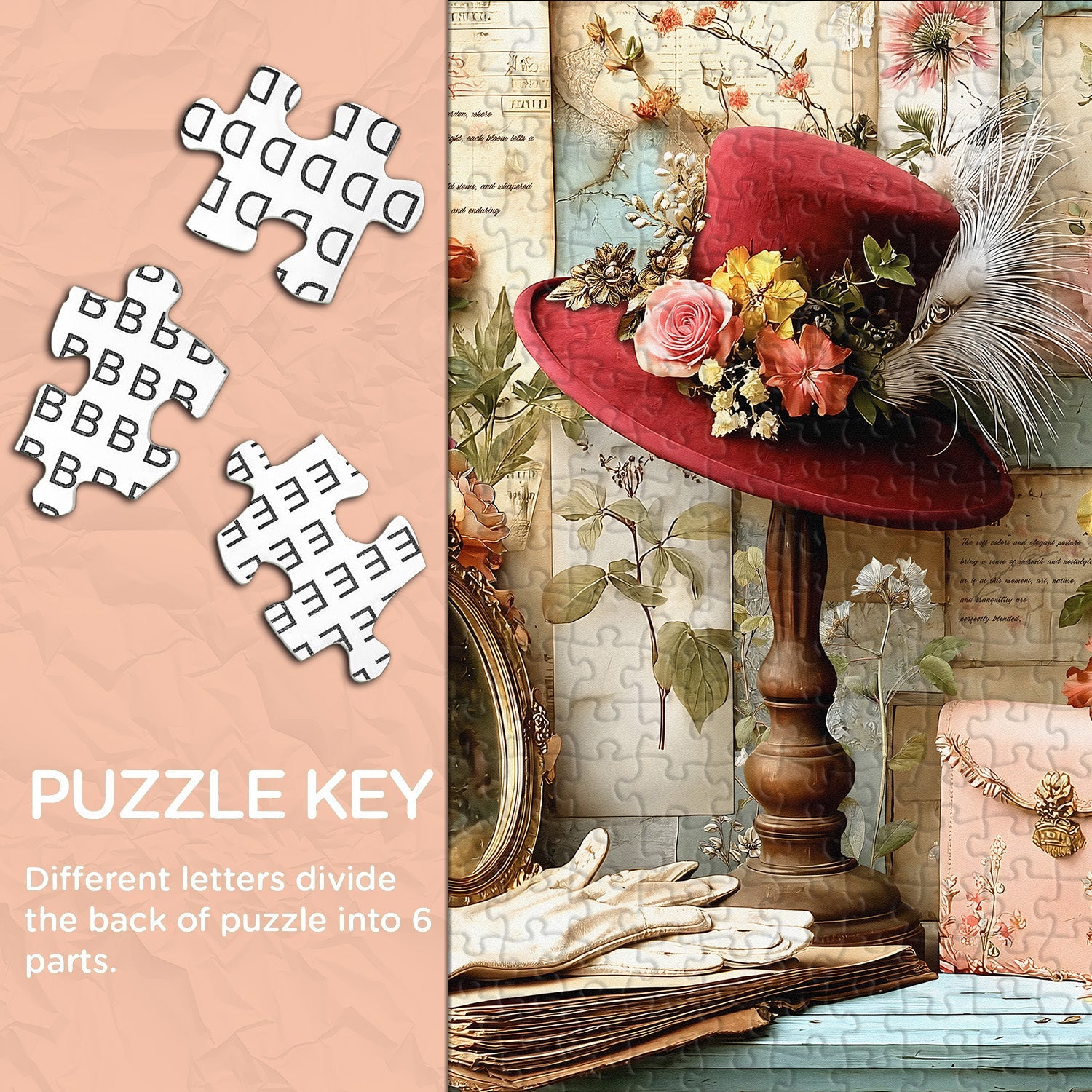 Vintage Floral Hat Jigsaw Puzzle 1000 Pieces