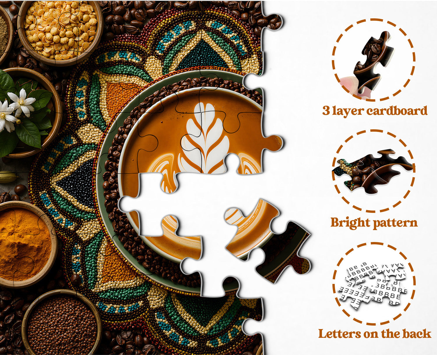 Mandala Coffee Jigsaw Puzzle 1000 Pieces