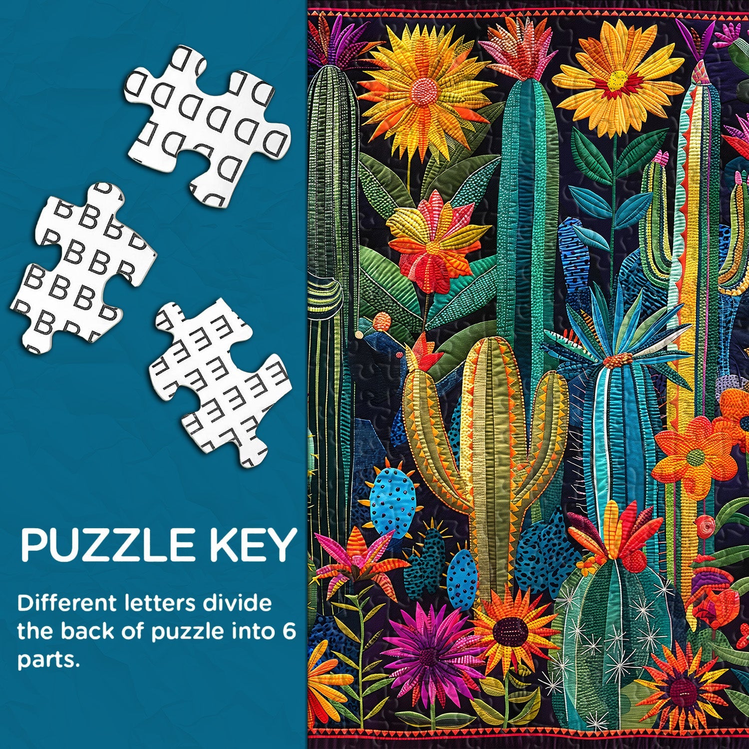 Patchwork Cactus Jigsaw Puzzle 1000 Piece