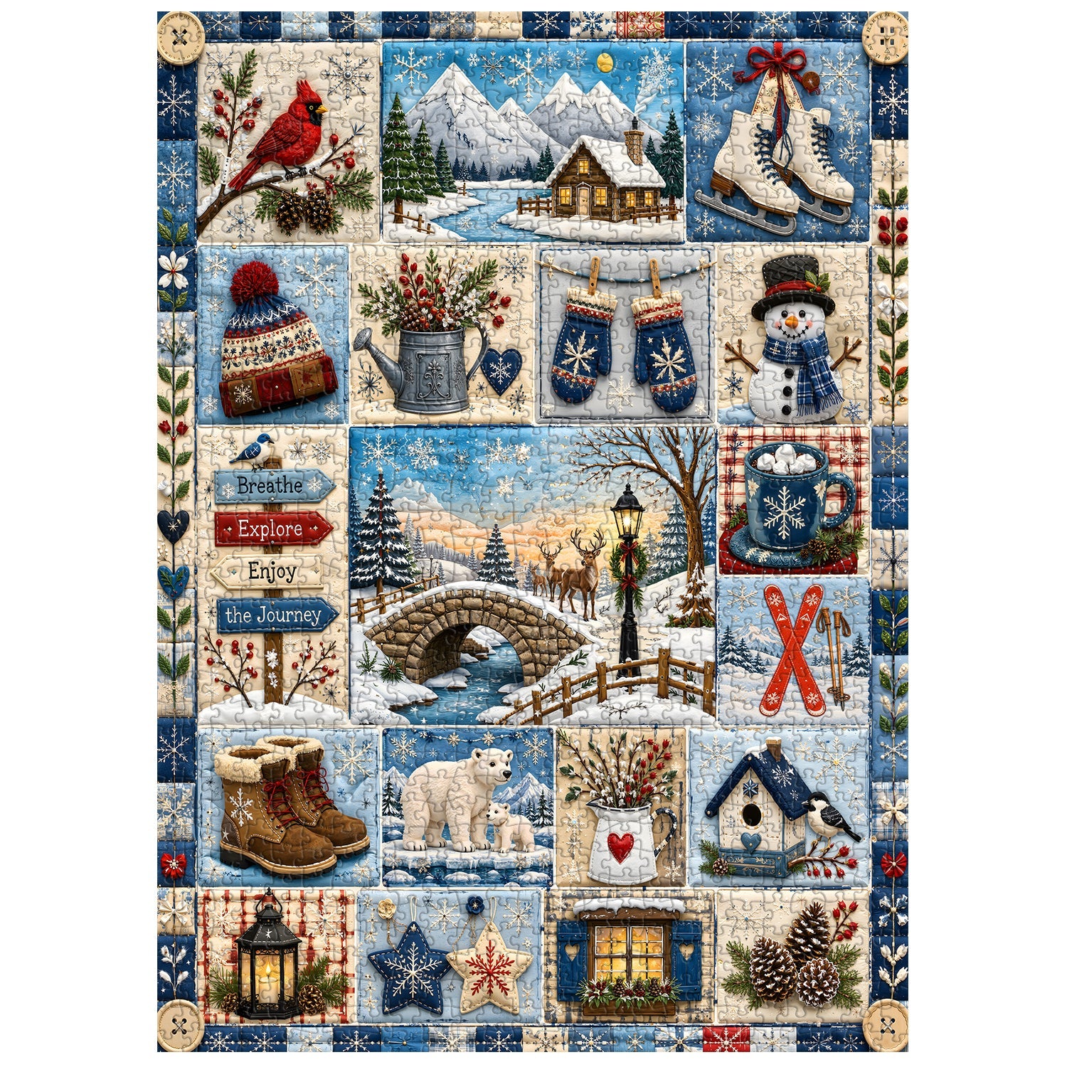 Winter Patchwork Jigsaw Puzzle 1000 Pieces