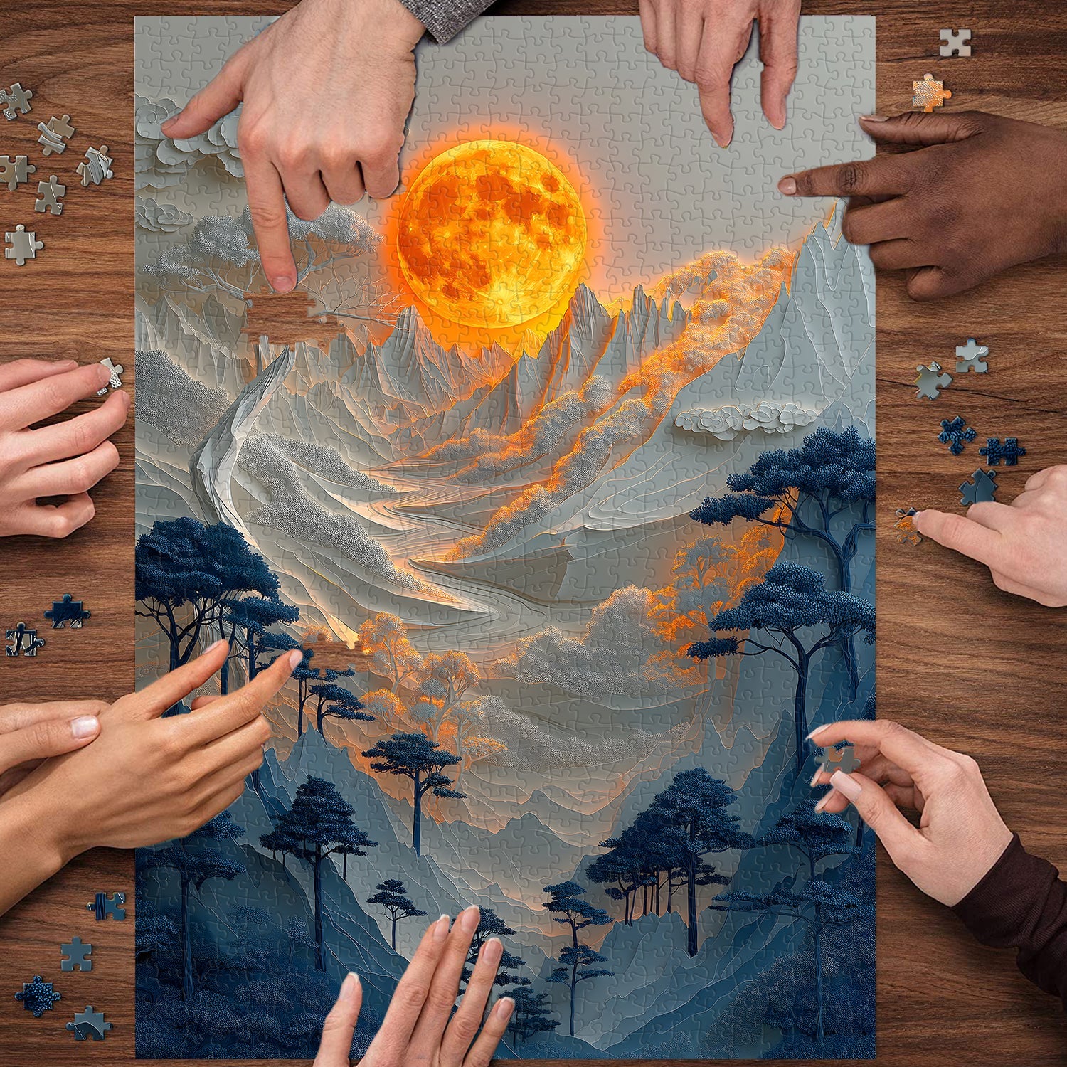 Moonlit Mountains Jigsaw Puzzle 1000 Pieces