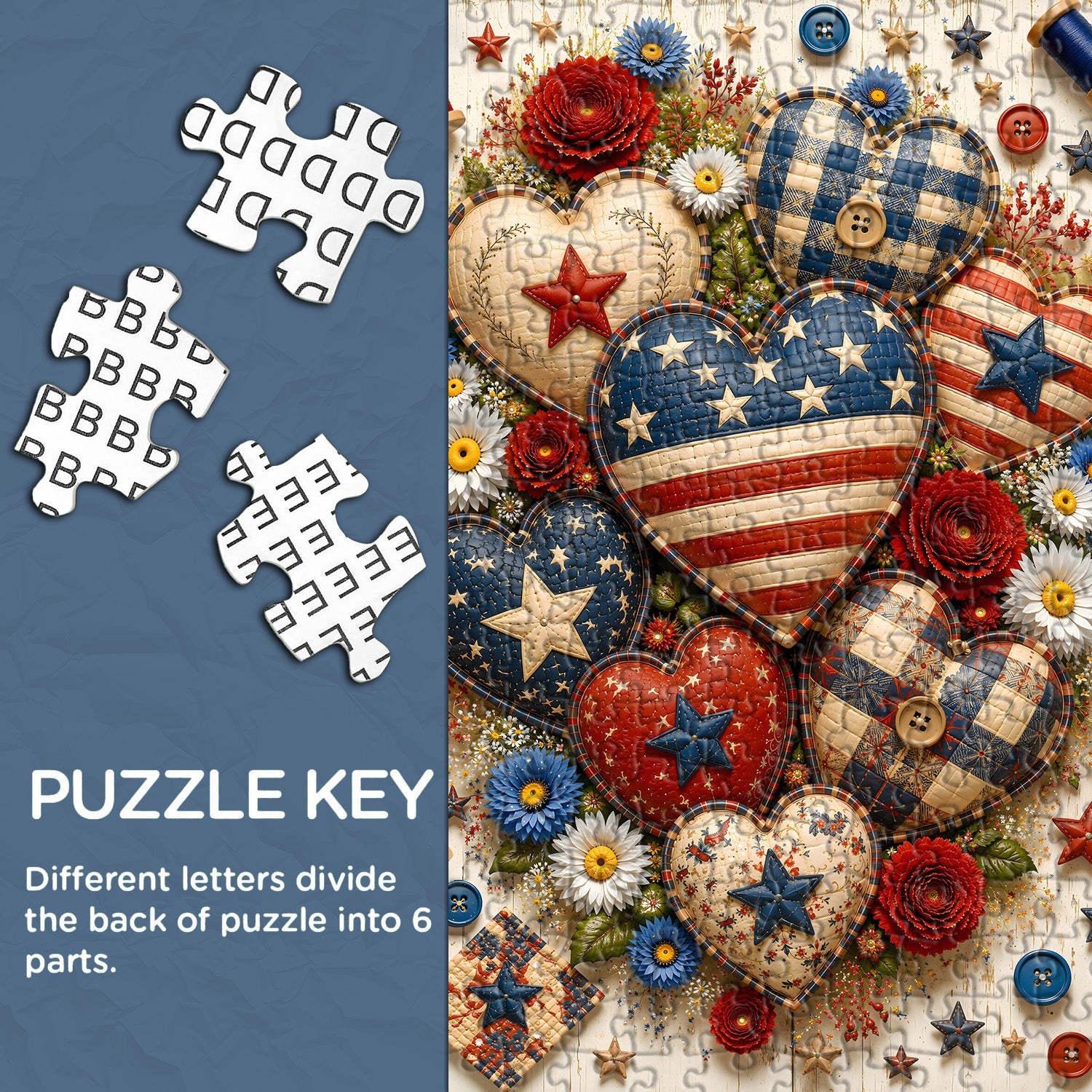 Patriotic Hearts Jigsaw Puzzle 1000 Pieces