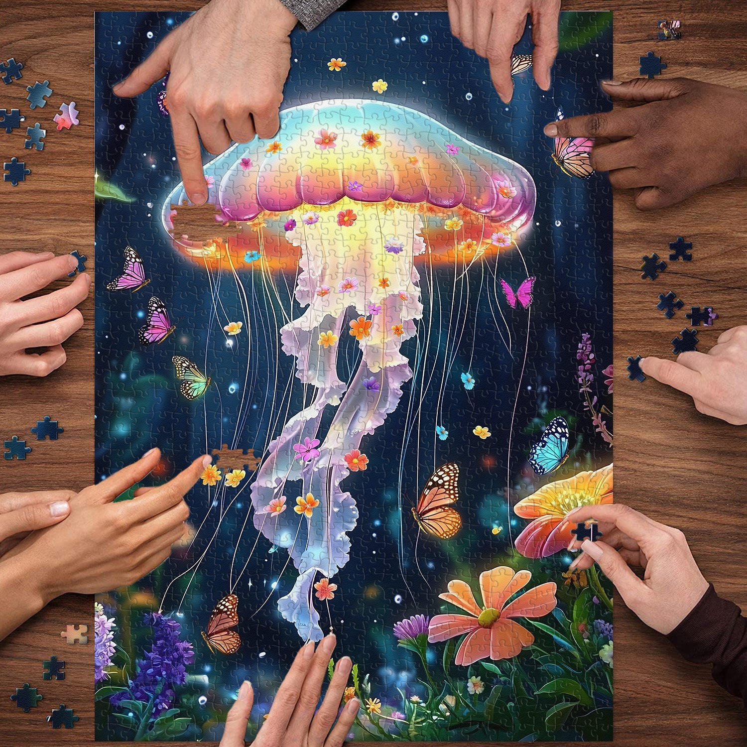 Floral Jellyfish Jigsaw Puzzles 1000 Pieces