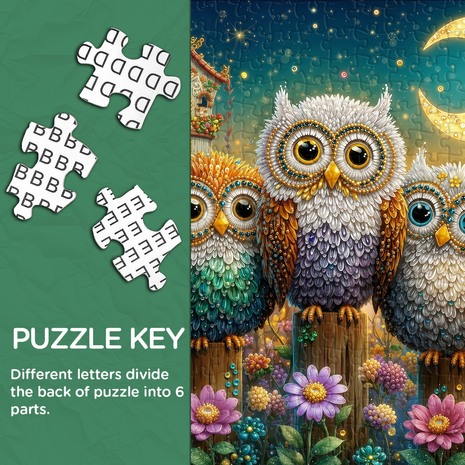 Moon Owl Trio Jigsaw Puzzle 1000 Piece