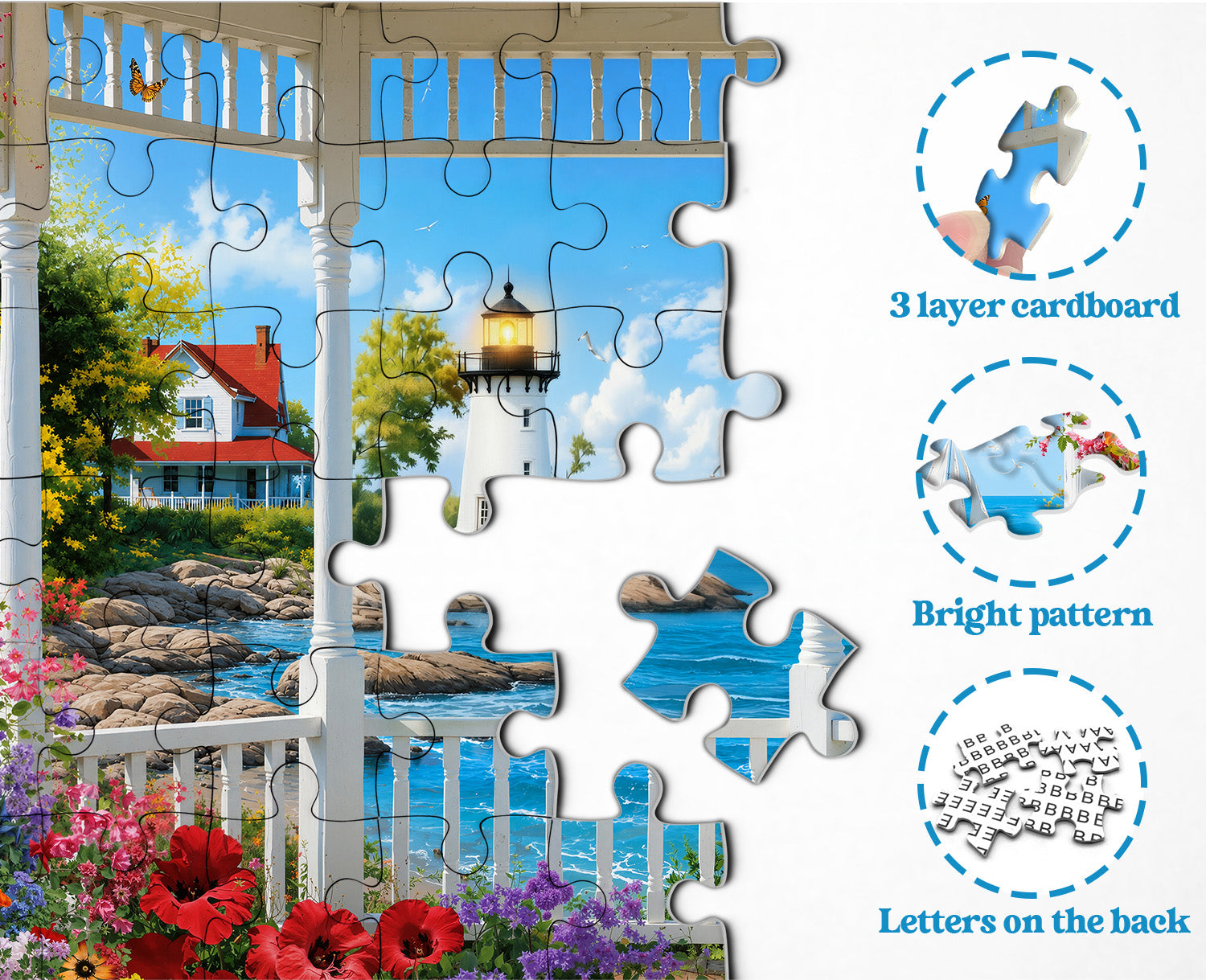 Sea-Kissed Lighthouse Jigsaw Puzzle 1000 Piece