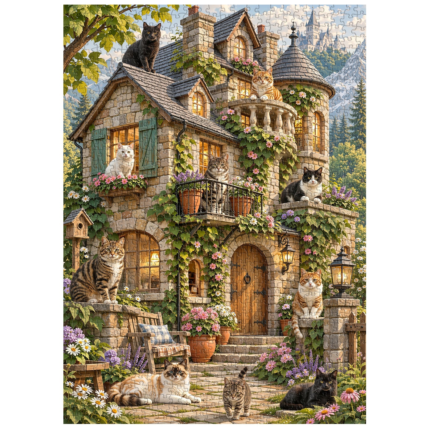 Cats In Bloom Jigsaw Puzzle 1000 Piece
