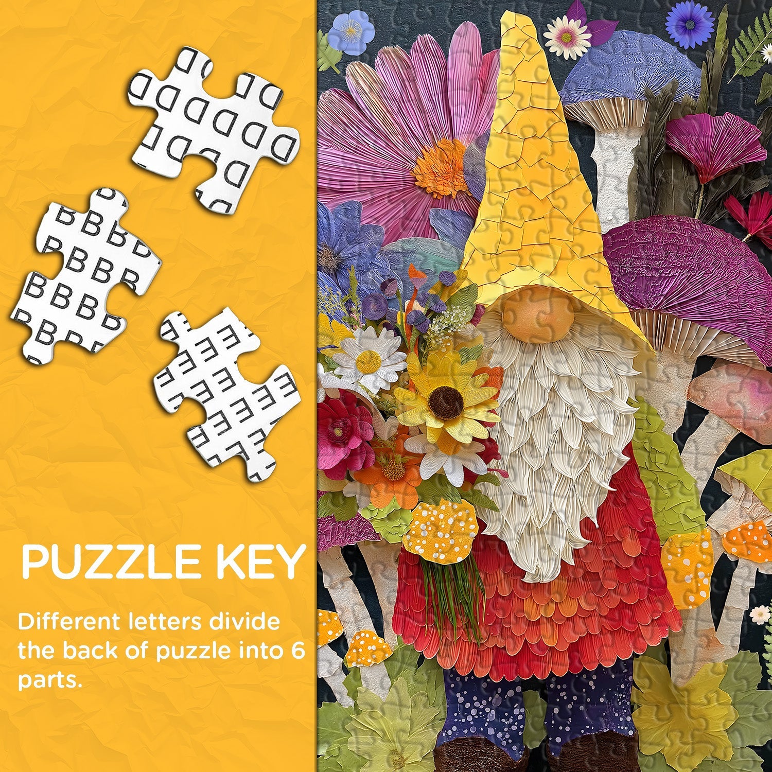 Puzzle de 1000 pièces Fleurs et nain de jardin