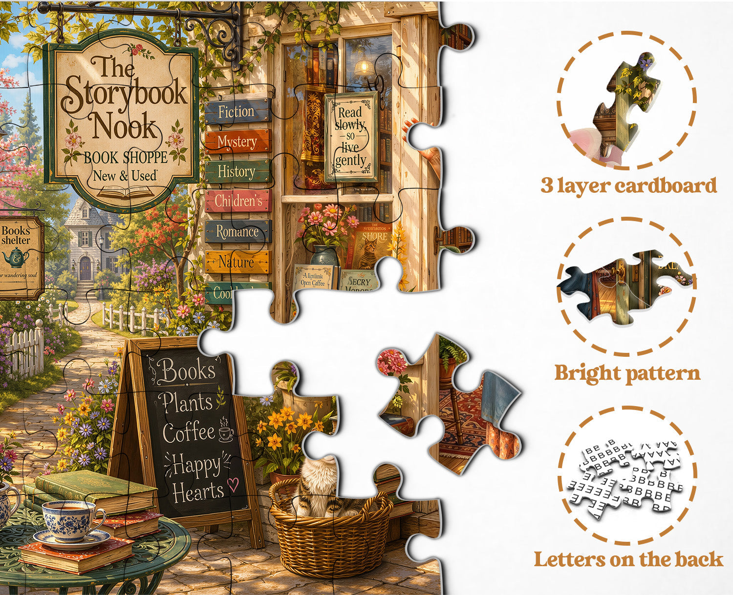 Floral Booknook Jigsaw Puzzle 1000 Piece