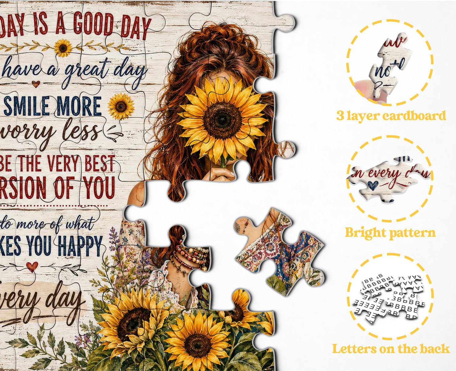Sunflower Positivity Jigsaw Puzzle 1000 Pieces