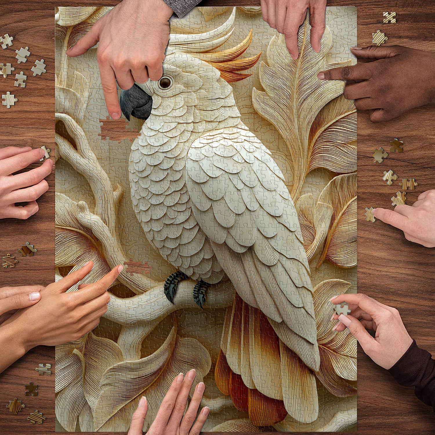 Wood Carving Parrot Jigsaw Puzzle 1000 Pieces