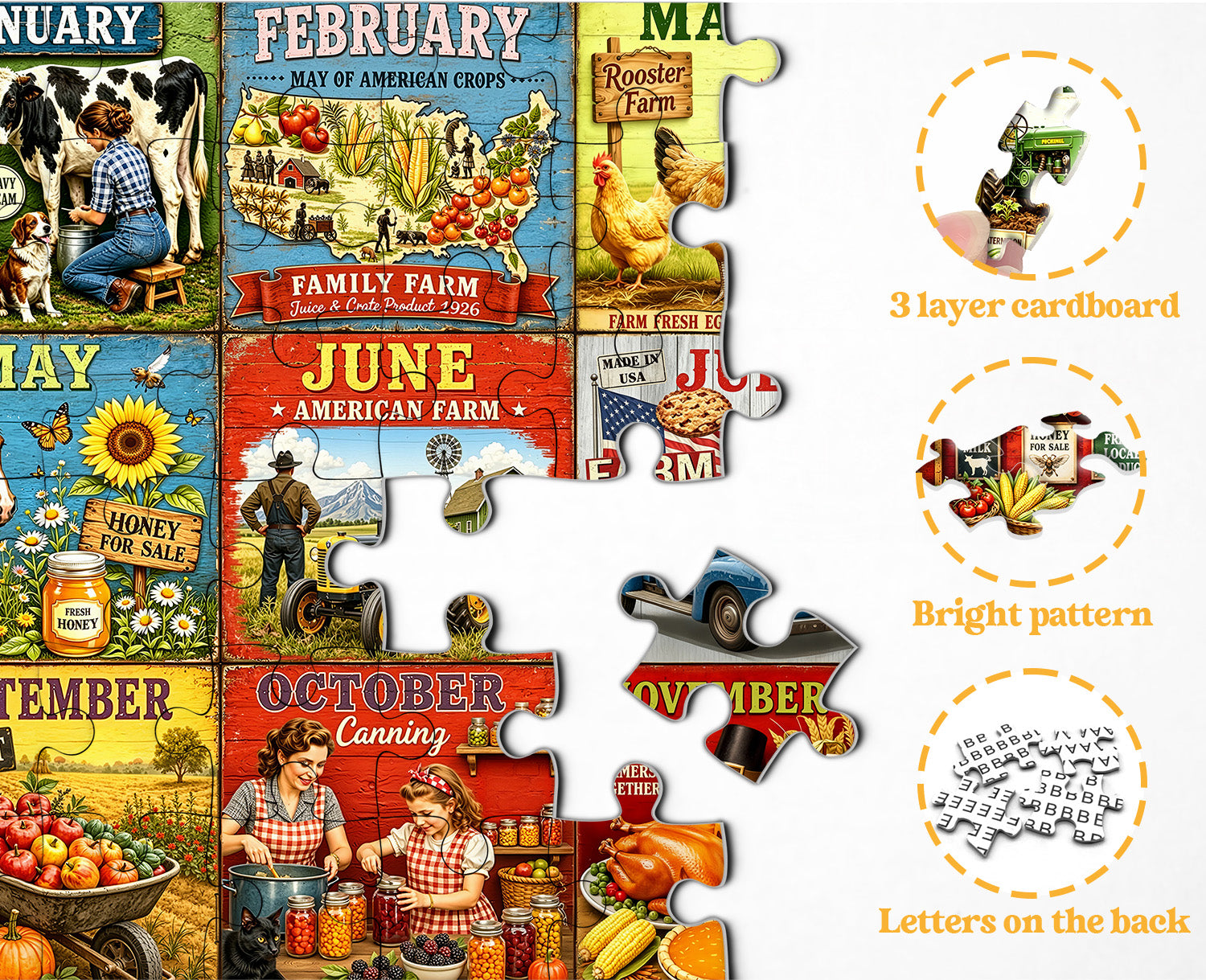Twelve Farm Months Jigsaw Puzzle 1000 Piece