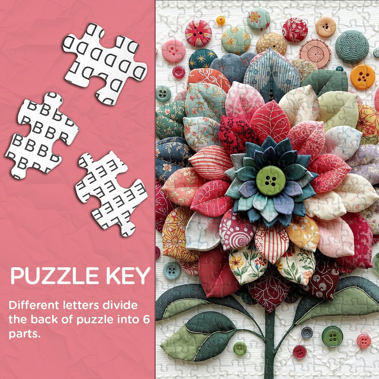 Quilted Flower Buttons Jigsaw Puzzle 1000 Pieces
