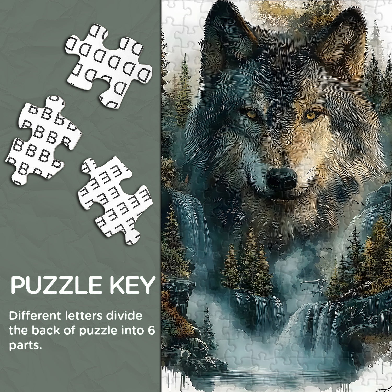 Wolf at the Waterfall Jigsaw Puzzle 1000 Pieces