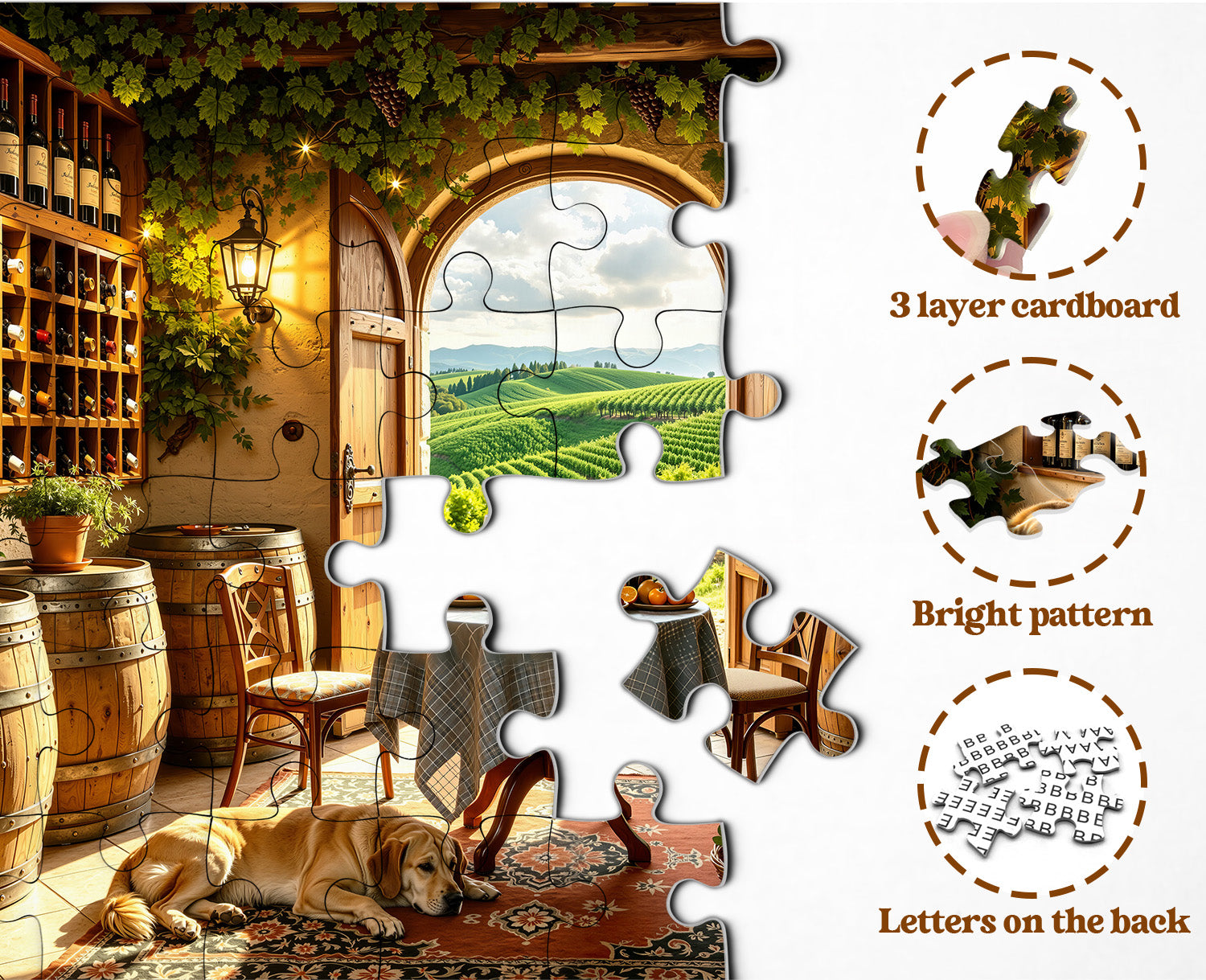 Sunlit Tuscan Wine Cellar Jigsaw Puzzle 1000 Pieces