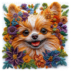 Embroidered Pup Jigsaw Puzzles 1000 Piece