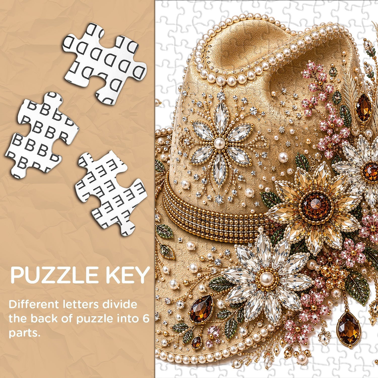 Floral Gem Cowboy Hat Jigsaw Puzzle 1000 Pieces