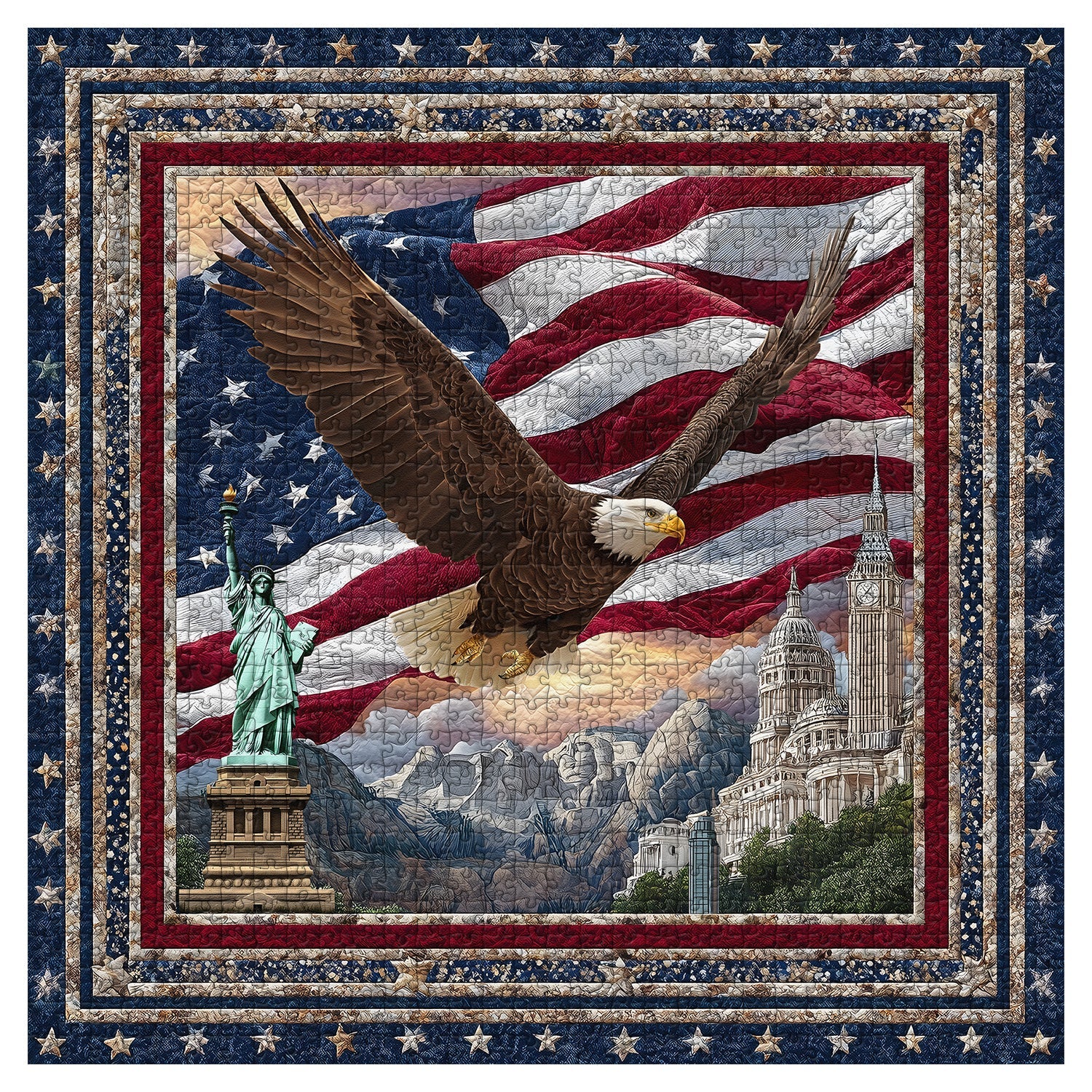 Puzzle de 1000 pièces : Aigle au-dessus de la Statue de la Liberté