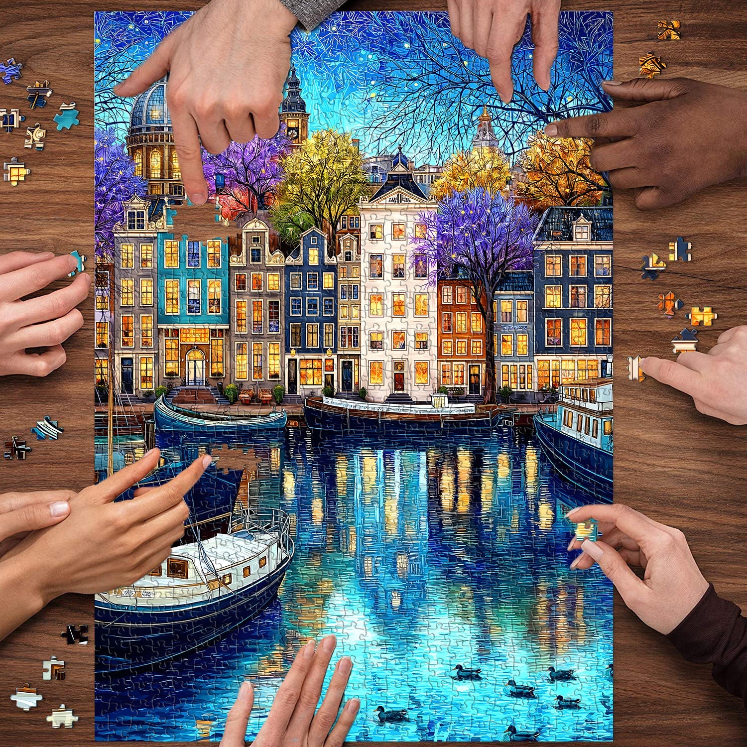 Canal Starry Night Jigsaw Puzzle 1000 Pieces