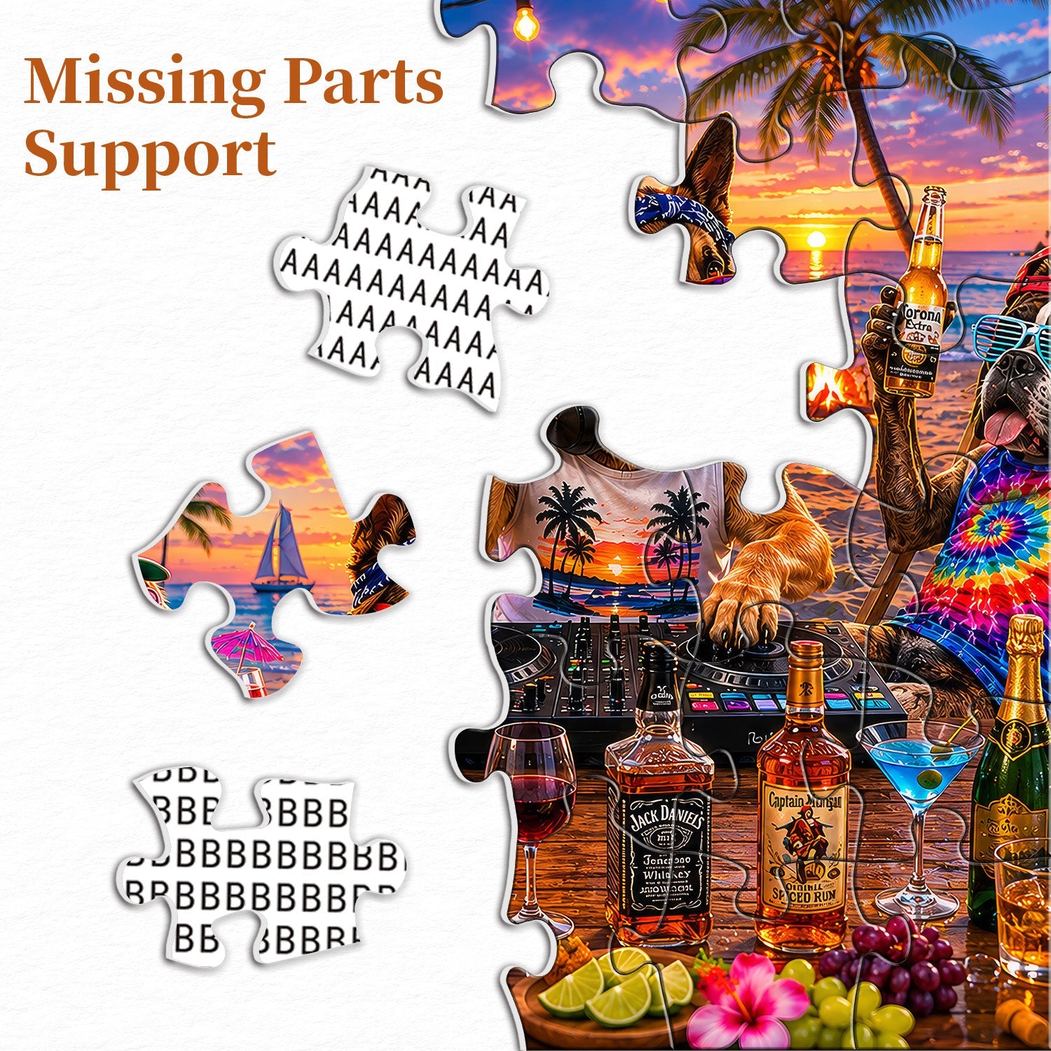 Tropical Dogs DJ Party Jigsaw Puzzle 1000 Pieces