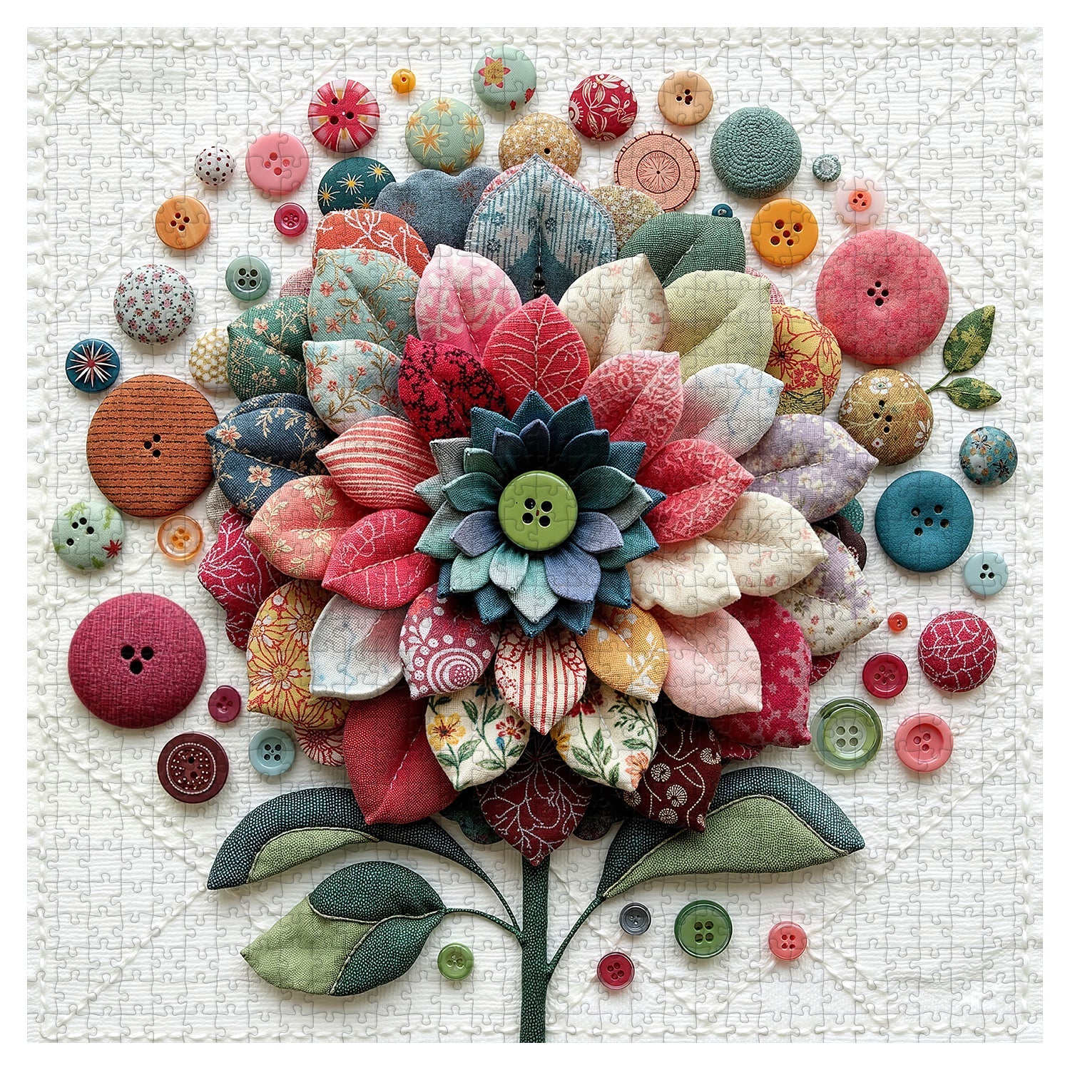 Quilted Flower Buttons Jigsaw Puzzle 1000 Pieces