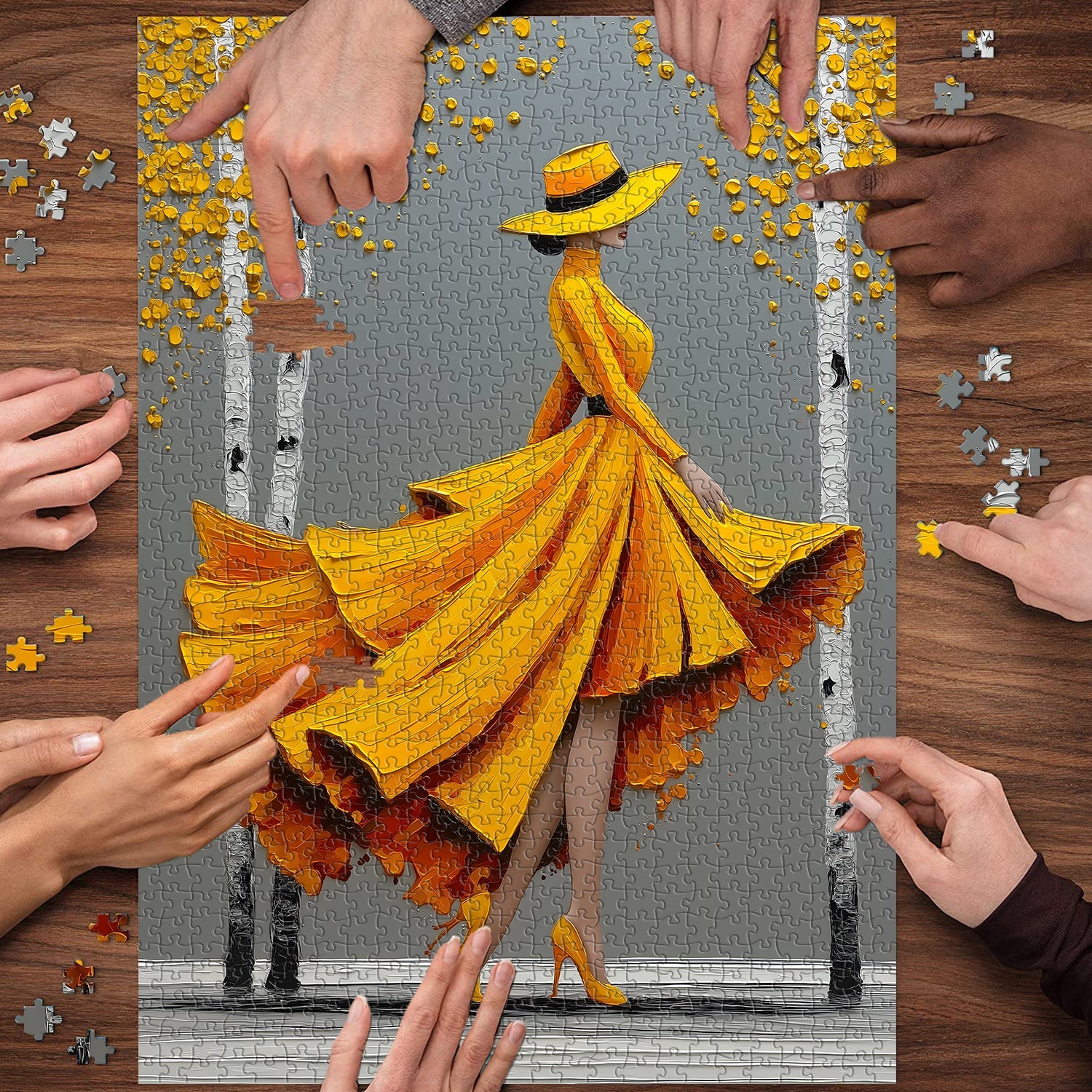 Elegant Lady in Gold Jigsaw Puzzle 1000 Pieces
