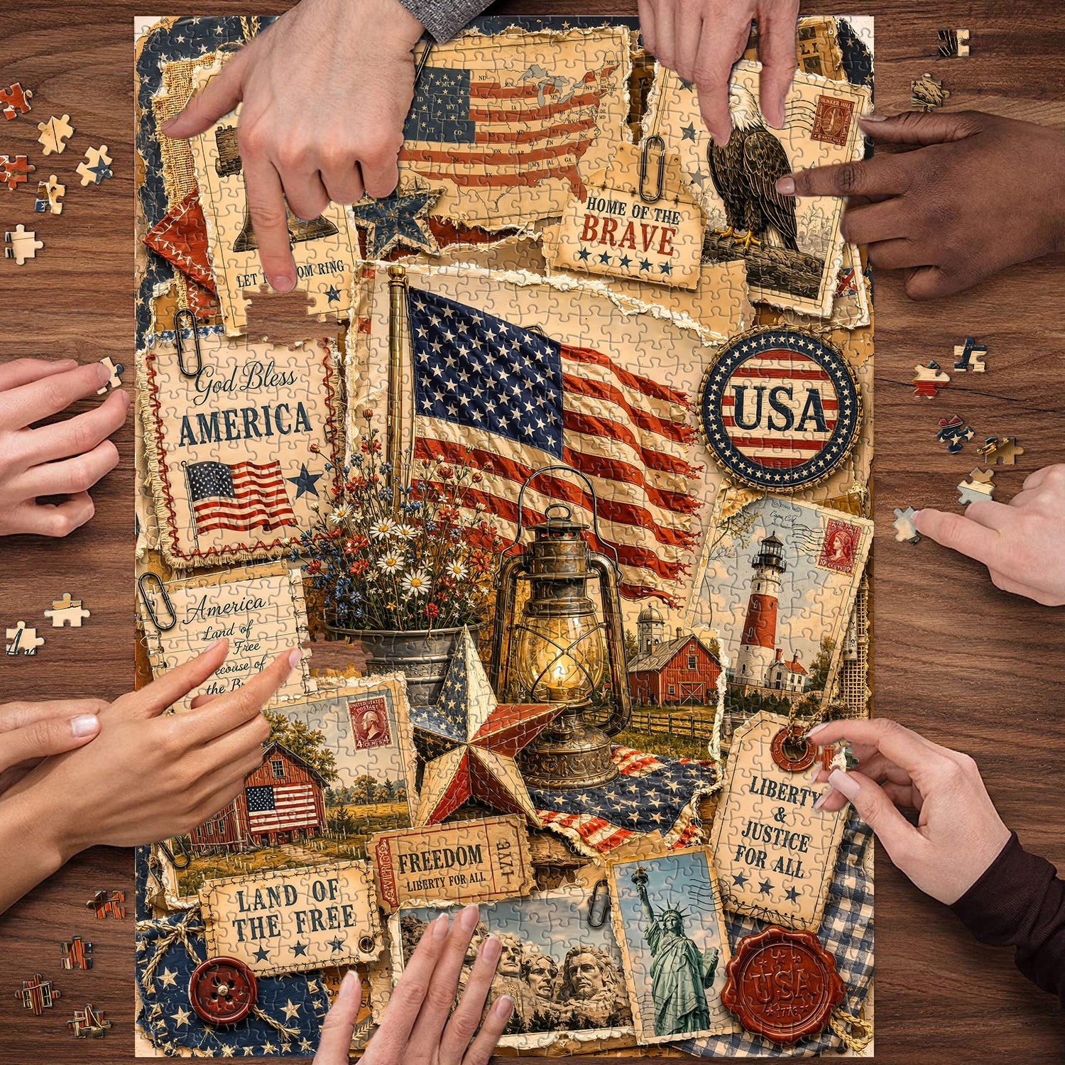 Vintage Americana Collage Jigsaw Puzzle 1000 Pieces