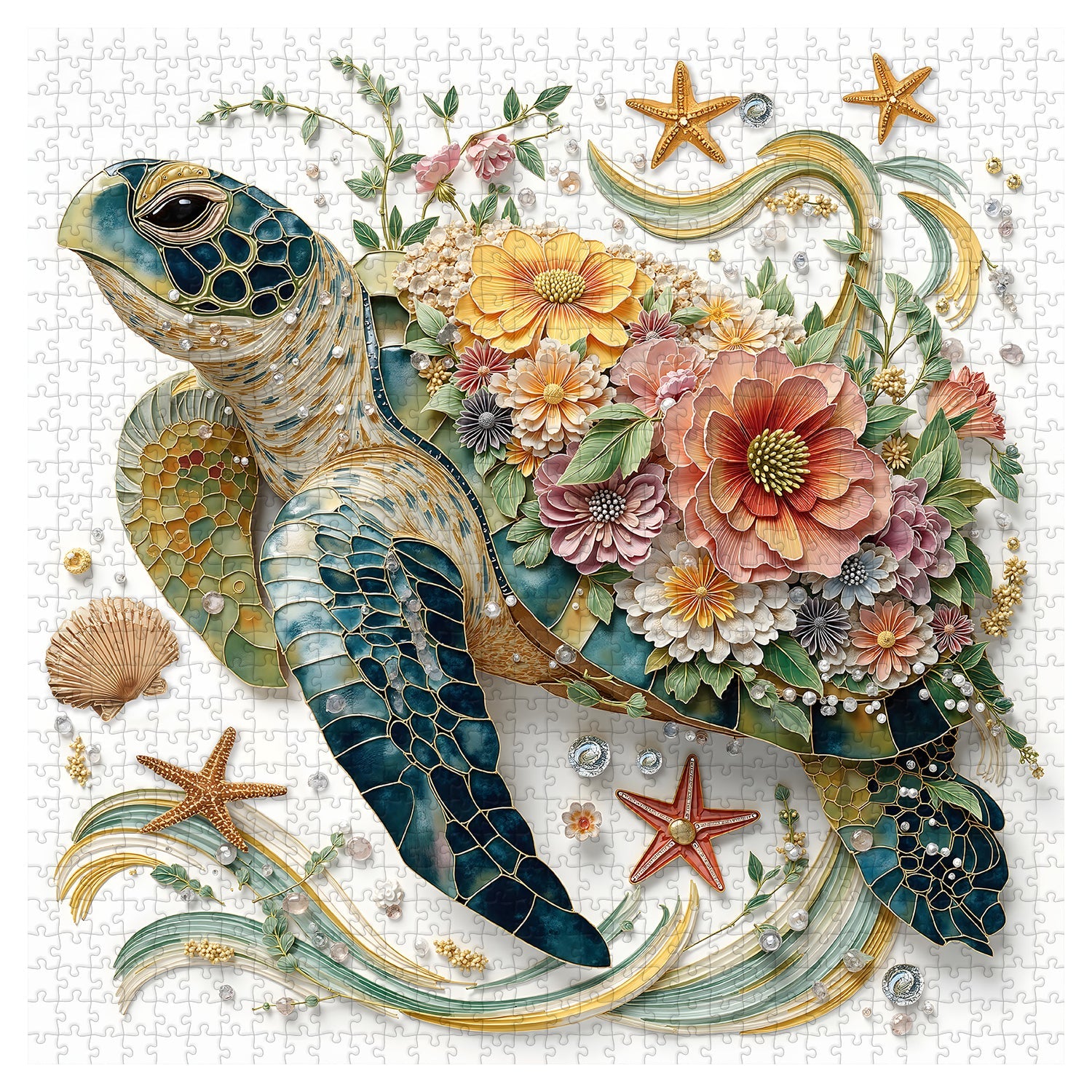 Blooming Turtle Jigsaw Puzzle 1000 Pieces