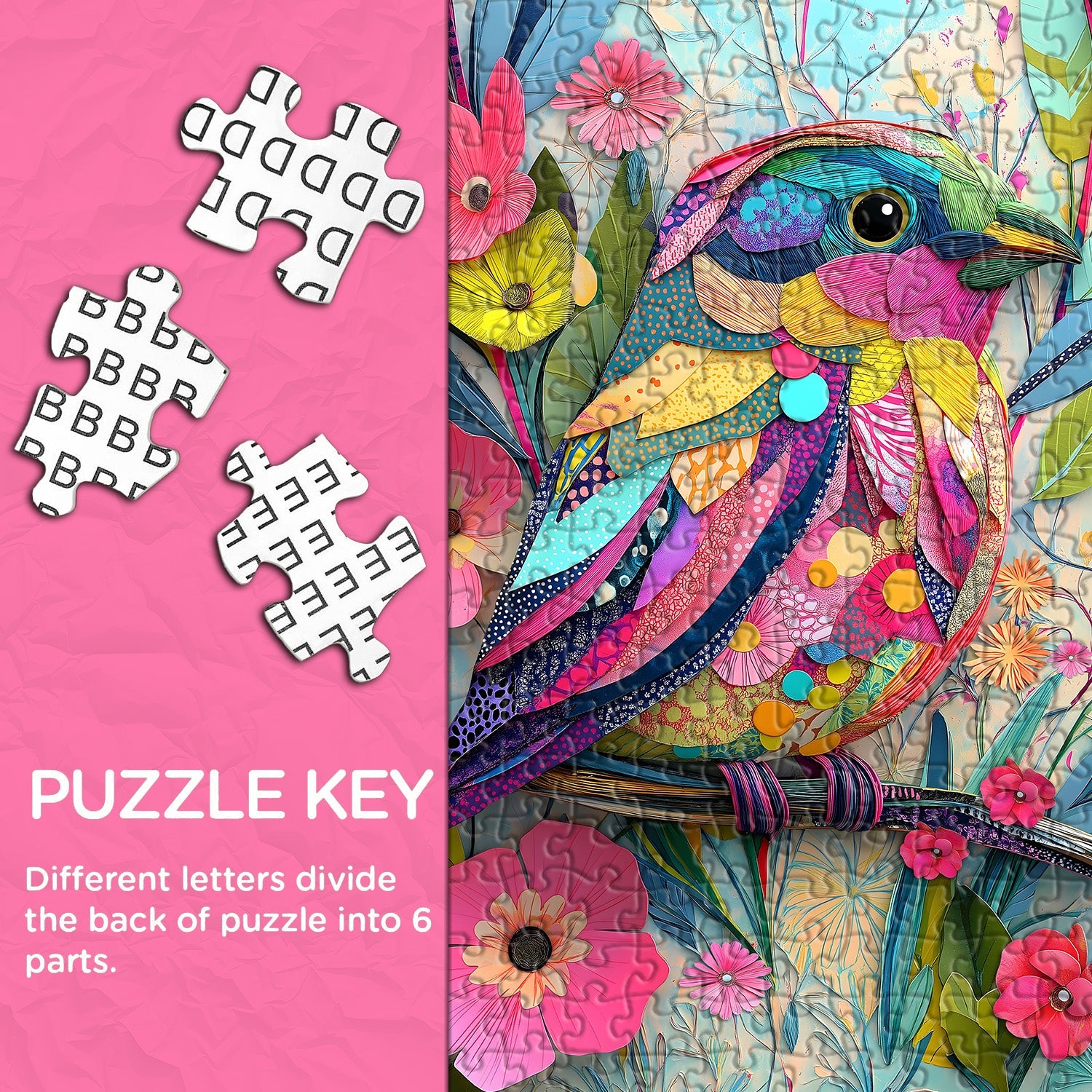 Collage Colorful Bird Jigsaw Puzzle 1000 Pieces