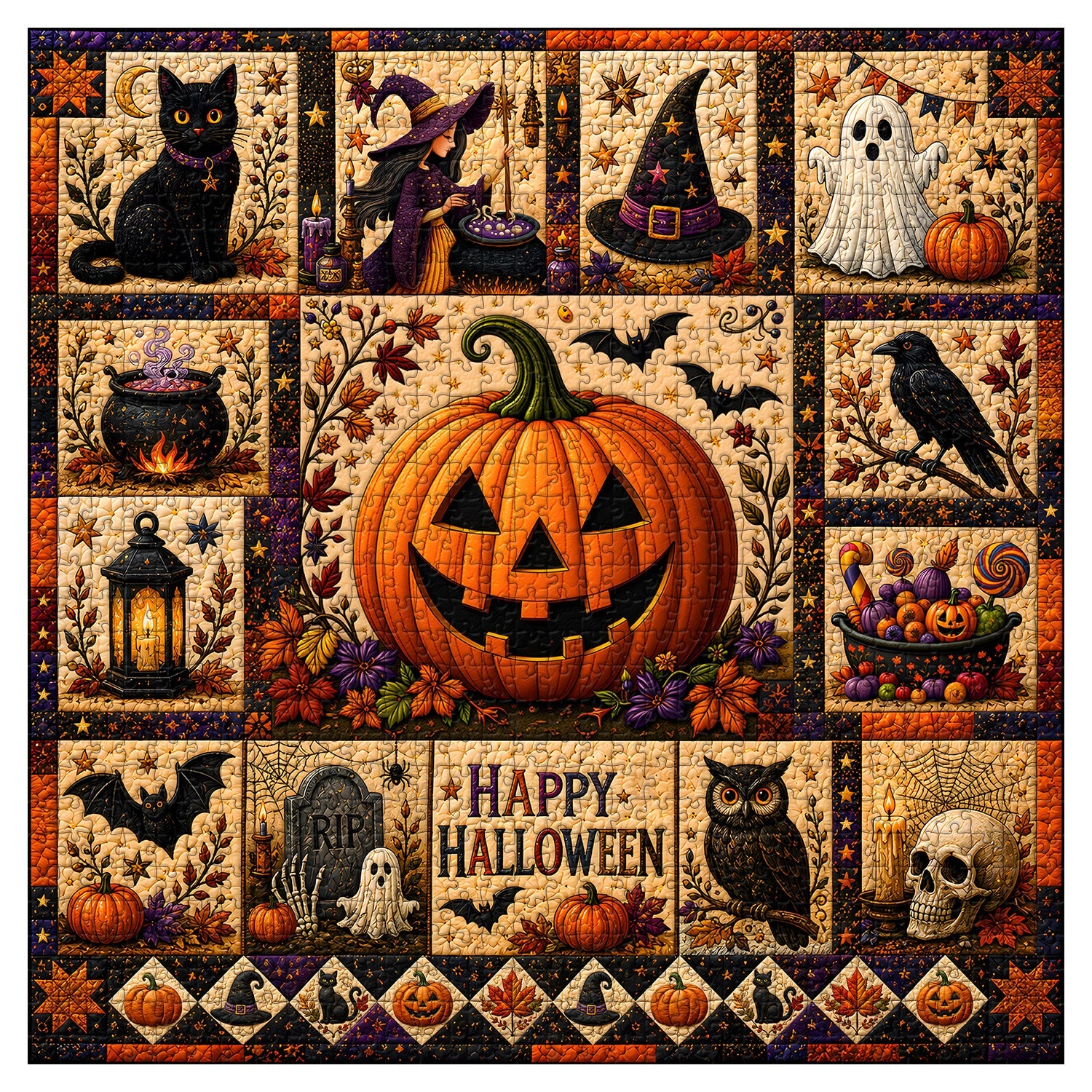 Halloween Quilt Jigsaw Puzzle 1000 Pieces