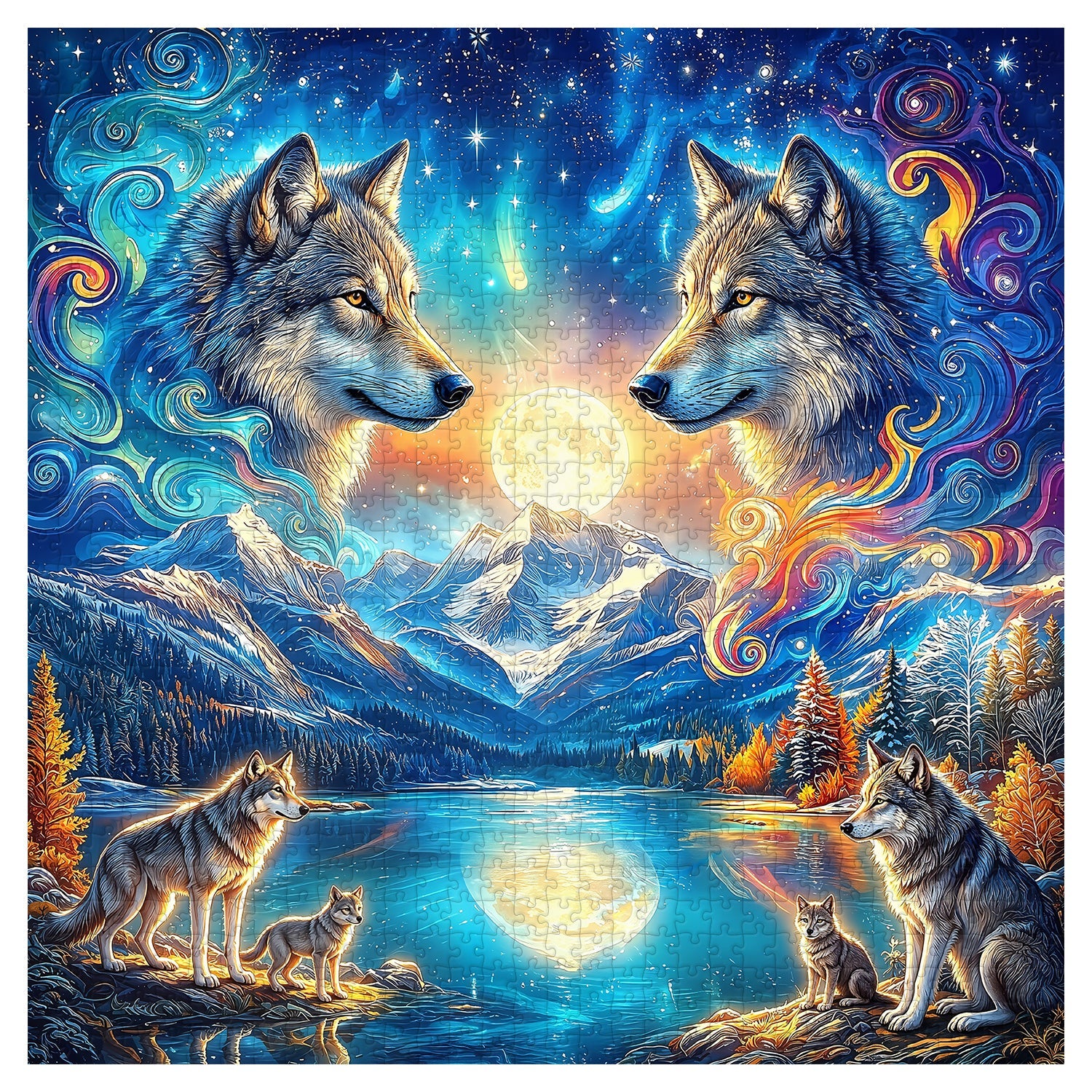 Moon Wolves Jigsaw Puzzle 1000 Piece