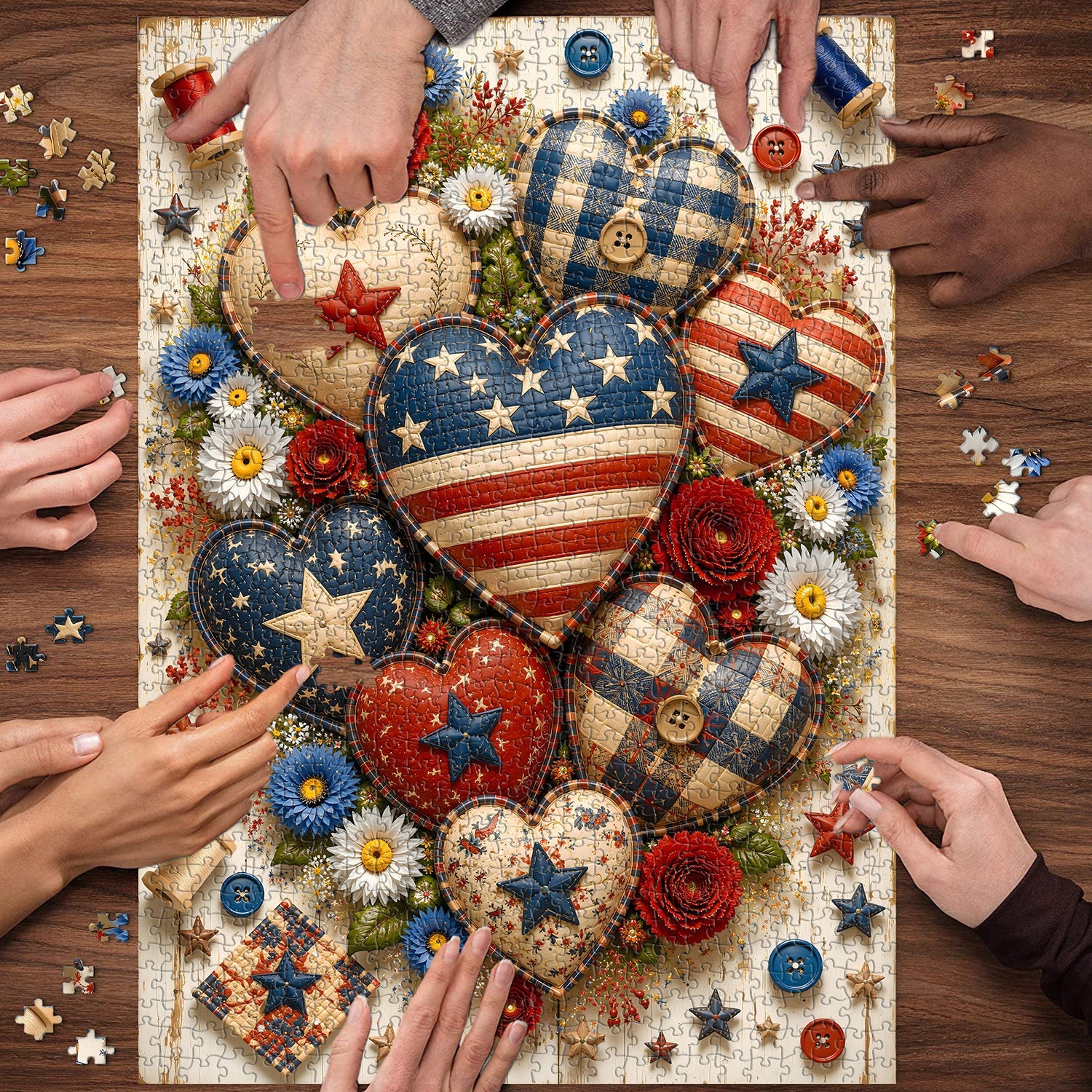 Patriotic Hearts Jigsaw Puzzle 1000 Pieces