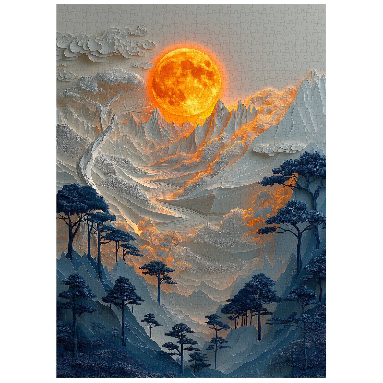 Moonlit Mountains Jigsaw Puzzle 1000 Pieces