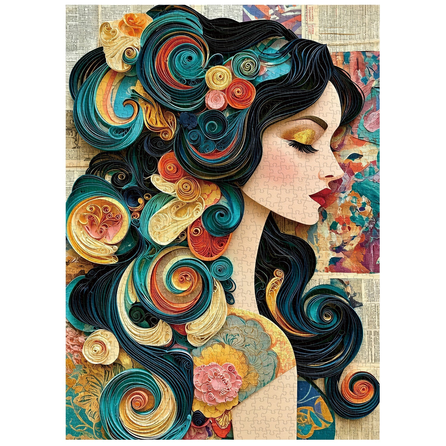 Paper Swirl Lady Jigsaw Puzzle 1000 Piece