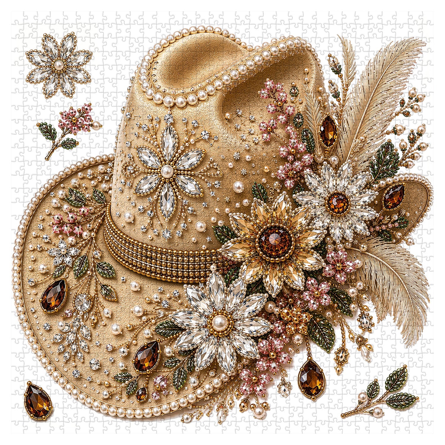 Floral Gem Cowboy Hat Jigsaw Puzzle 1000 Pieces