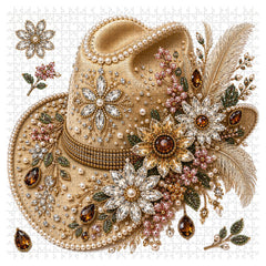 Floral Gem Cowboy Hat Jigsaw Puzzle 1000 Pieces